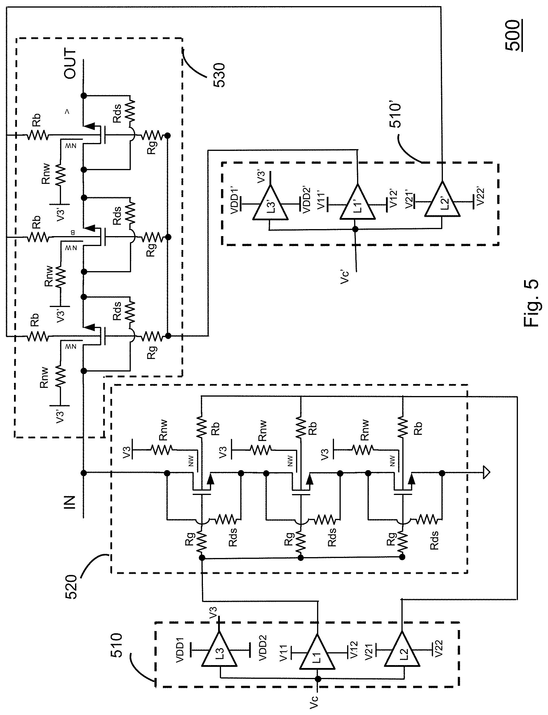Patent US11777498 Figure 9 – High power RF switch with controlled well voltage for improved linearity