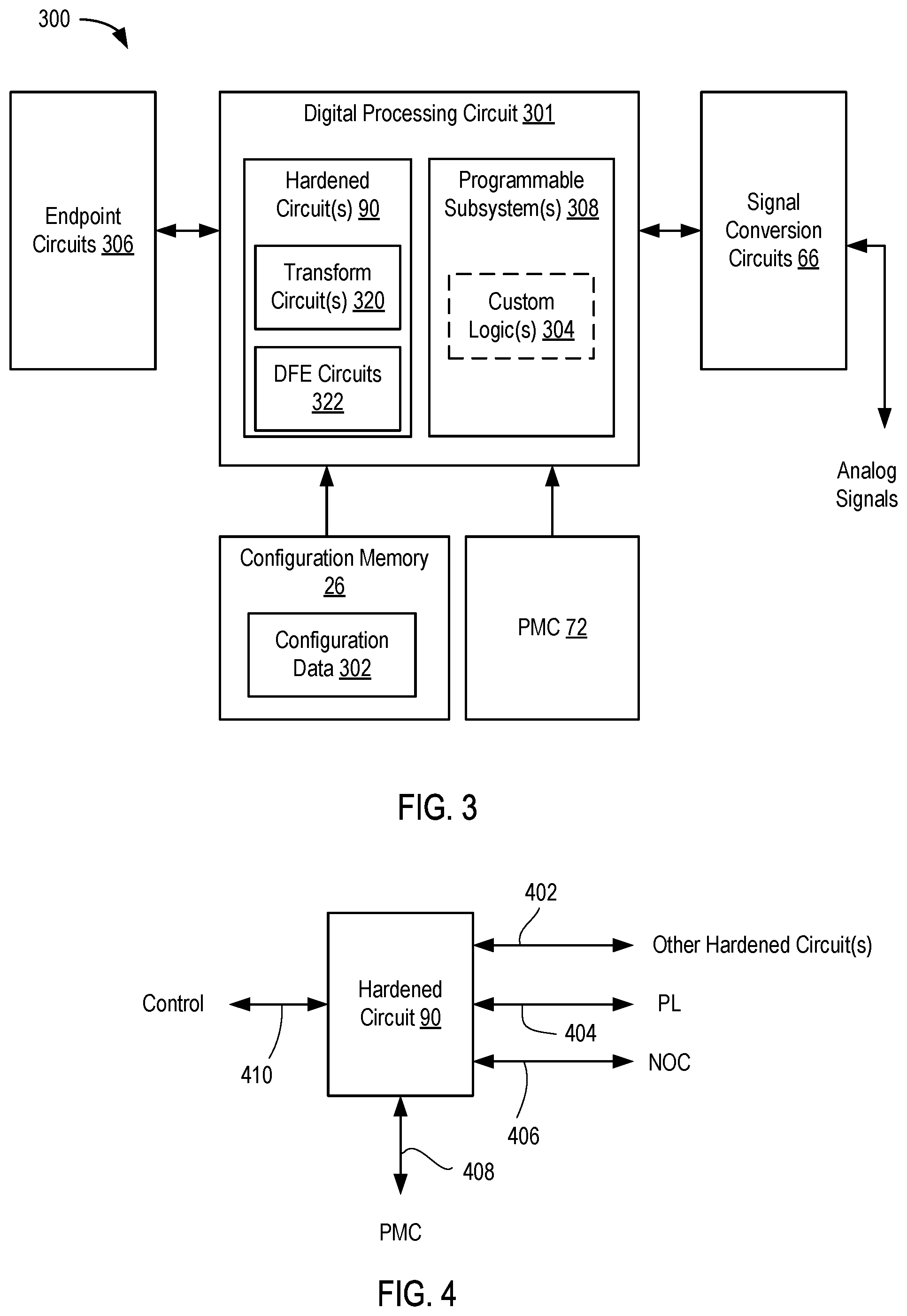 Patent US11777503 Figure 5 – Programmable device having hardened circuits for predetermined digital signal processing functionality