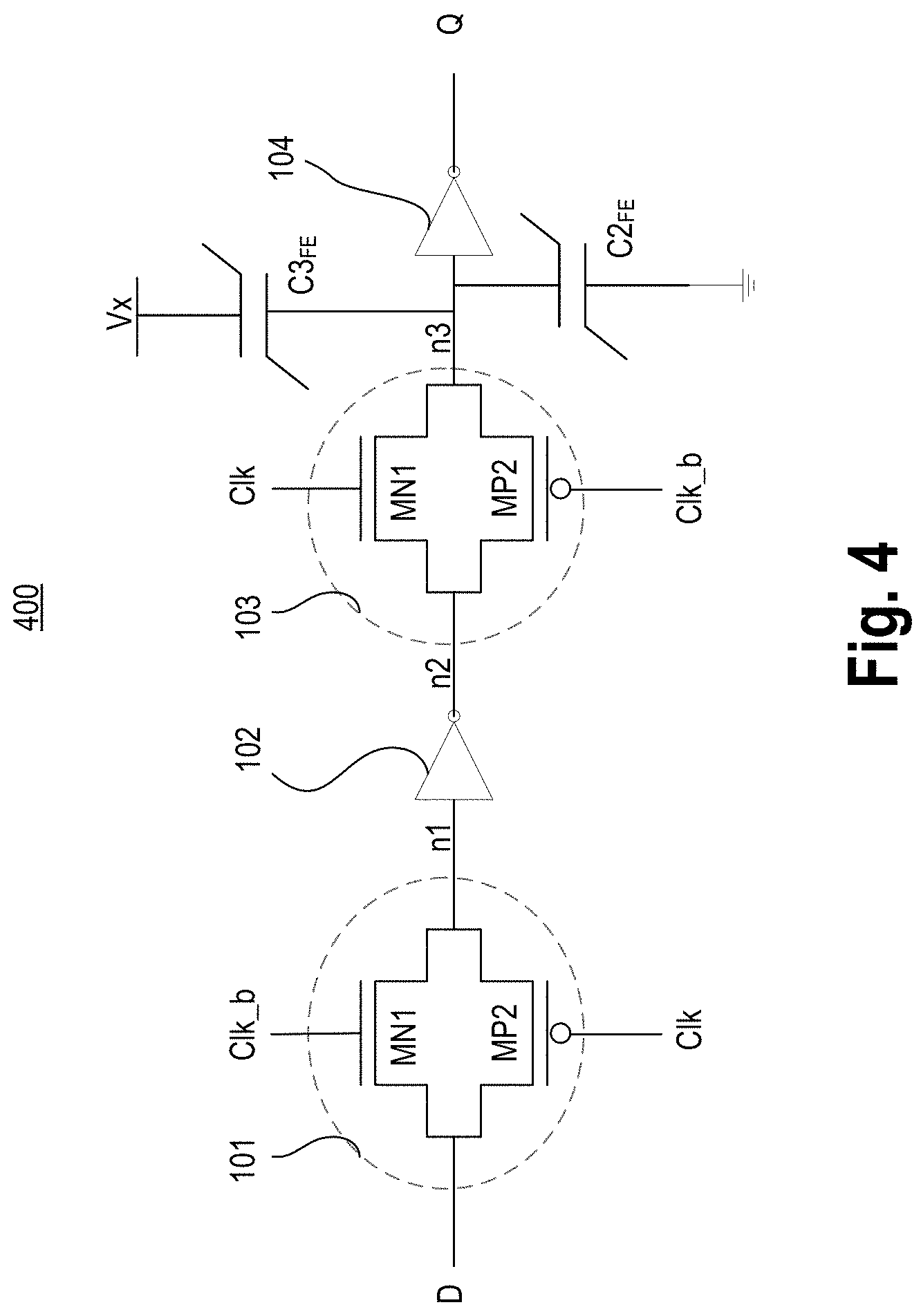 Patent US11777504 Figure 8 – Non-linear polar material based latch