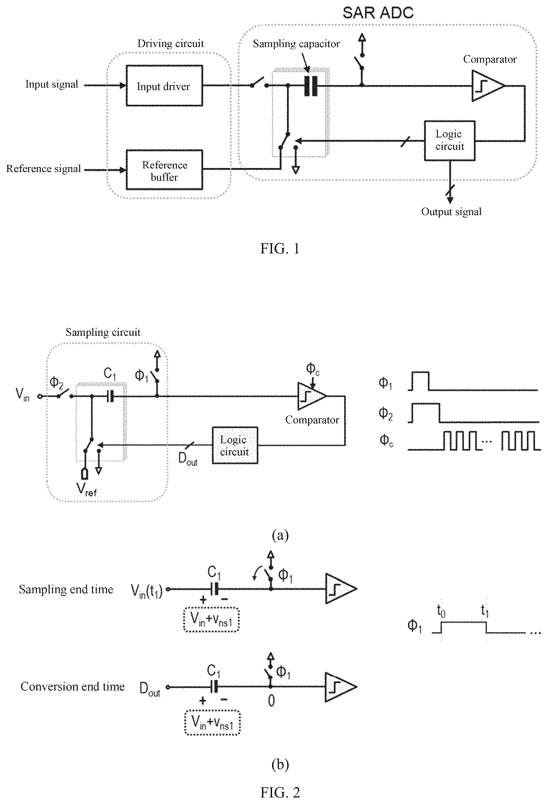 Patent US11777512 Figure 1 – Analog-to-digital converter capable of cancelling sampling noise