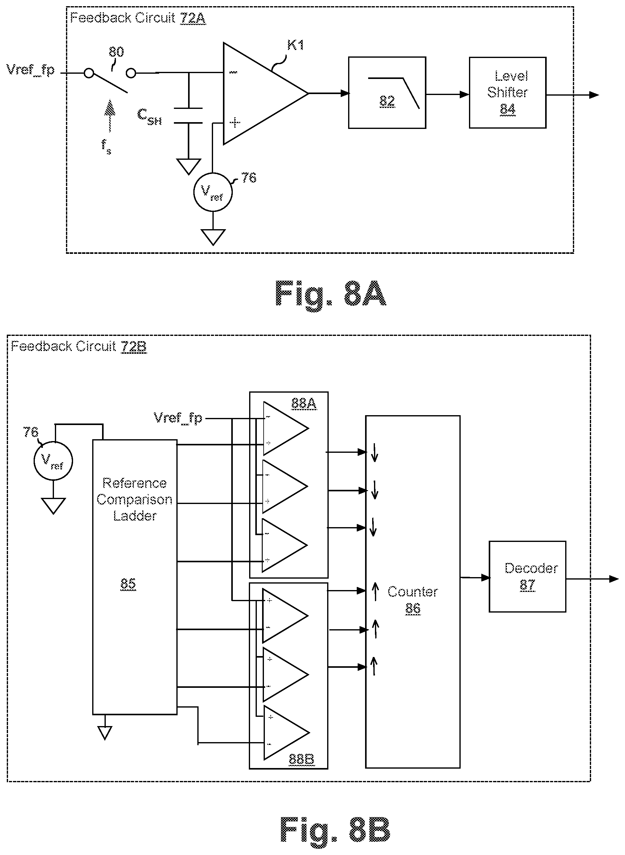 Patent US11777517 Figure 8 – Gain error reduction in switched-capacitor delta-sigma data converters sharing a voltage reference with a disabled data converter