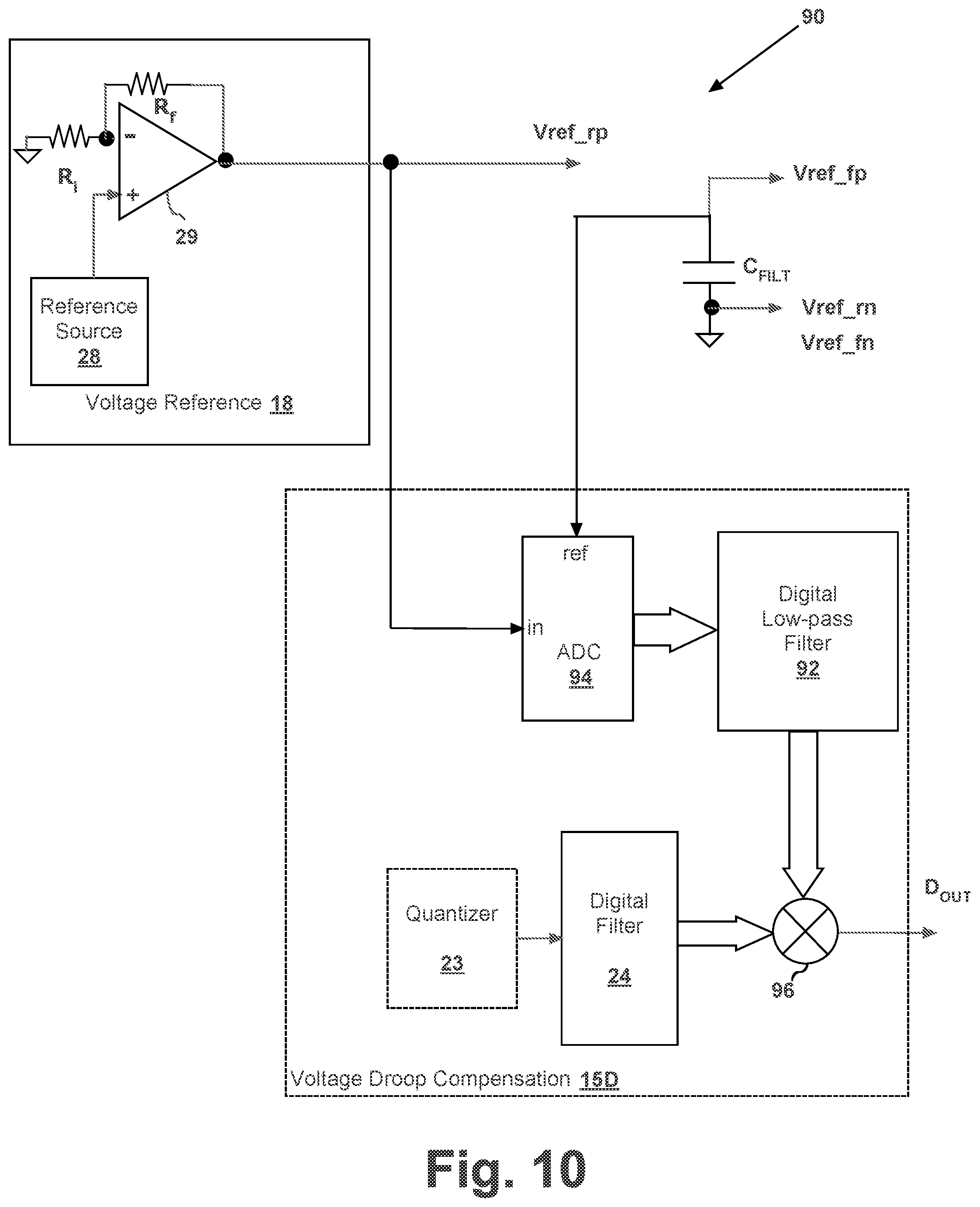 Patent US11777517 Figure 10 – Gain error reduction in switched-capacitor delta-sigma data converters sharing a voltage reference with a disabled data converter