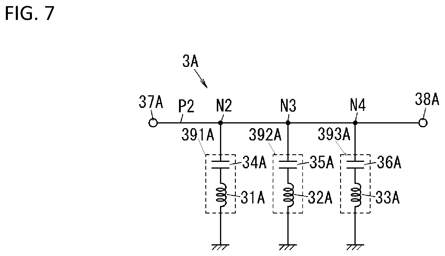 Patent US11777534 Figure 5 – Radio frequency module and communication device