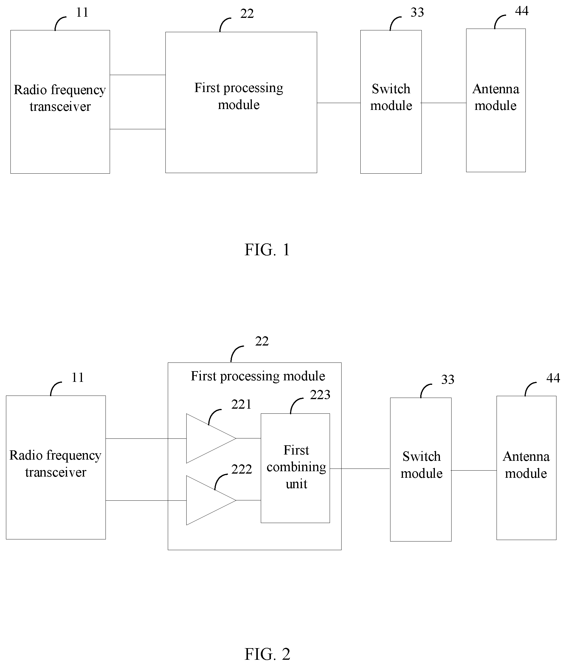 Patent US11777535 Figure 1 – Radio frequency circuit and terminal device