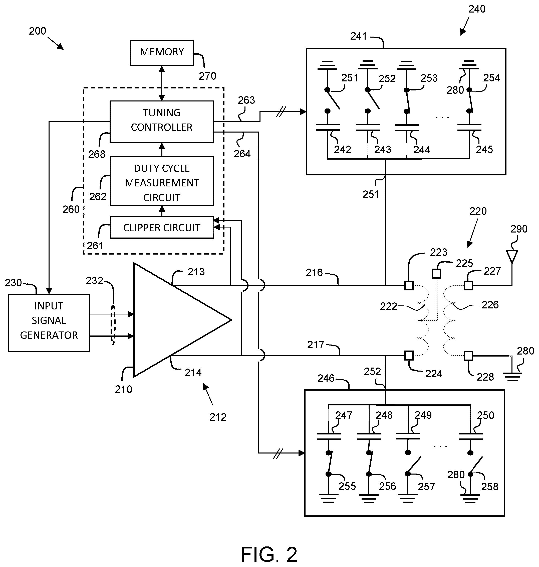 Patent US11777538 Figure 2 – Differential output circuits with configurable harmonic reduction circuits and methods of operation thereof
