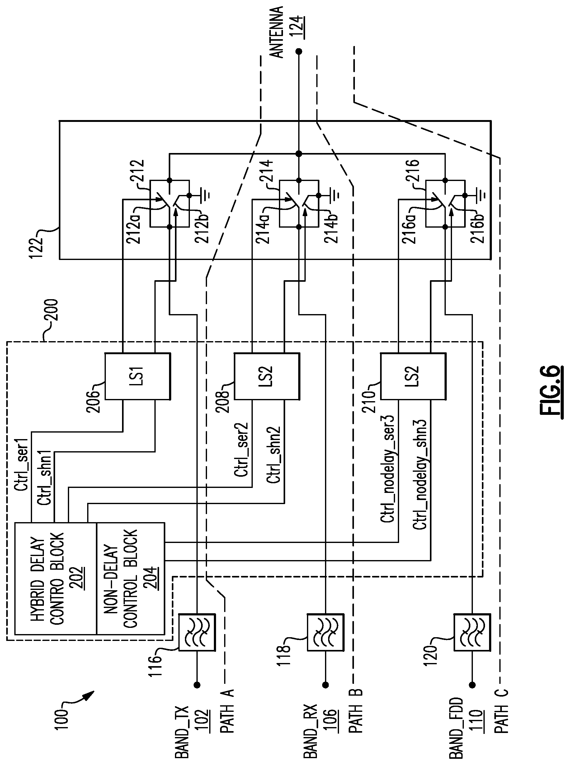 Patent US11777549 Figure 8 – Radio frequency front end modules implementing coexisting time division duplexing and frequency division duplexing