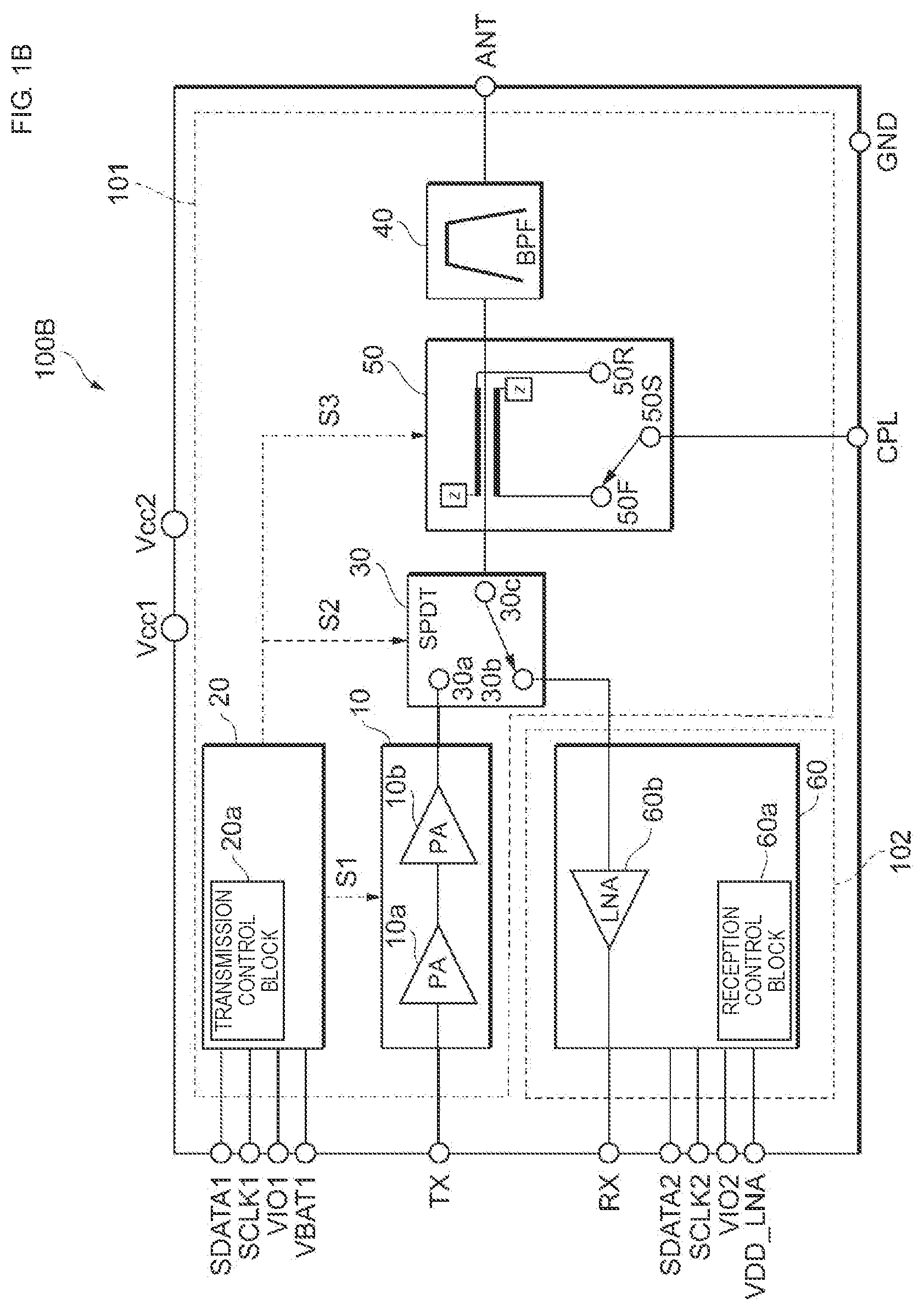 Patent US11777553 Figure 2 – High-frequency module