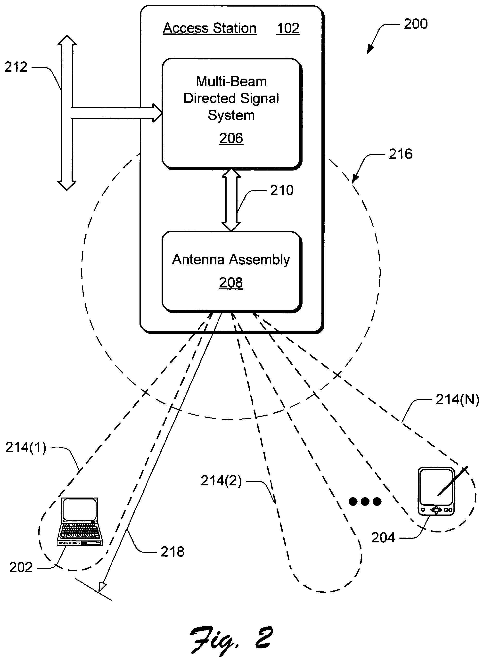 Patent US11777569 Figure 2 – Directed wireless communication
