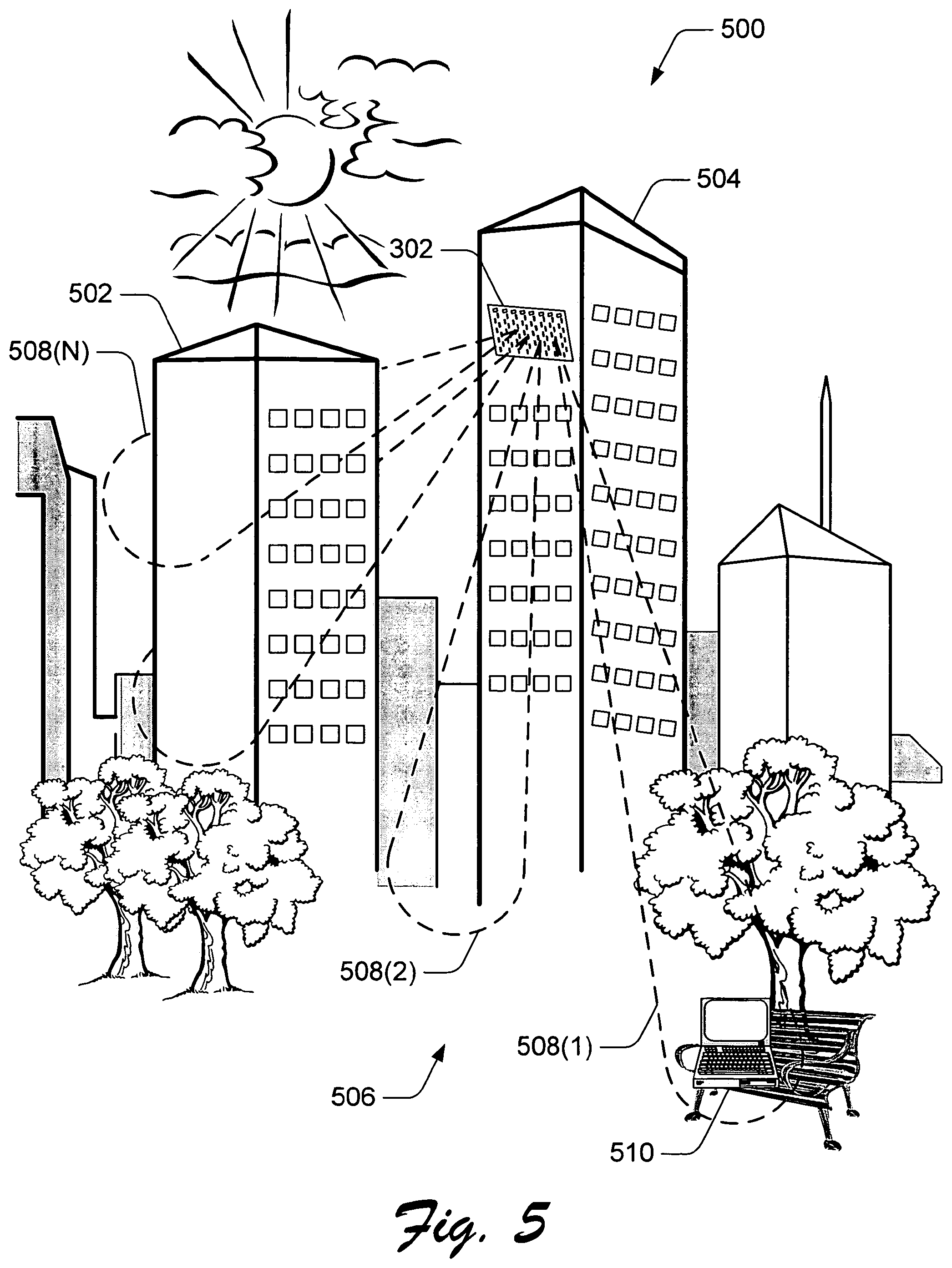 Patent US11777569 Figure 5 – Directed wireless communication