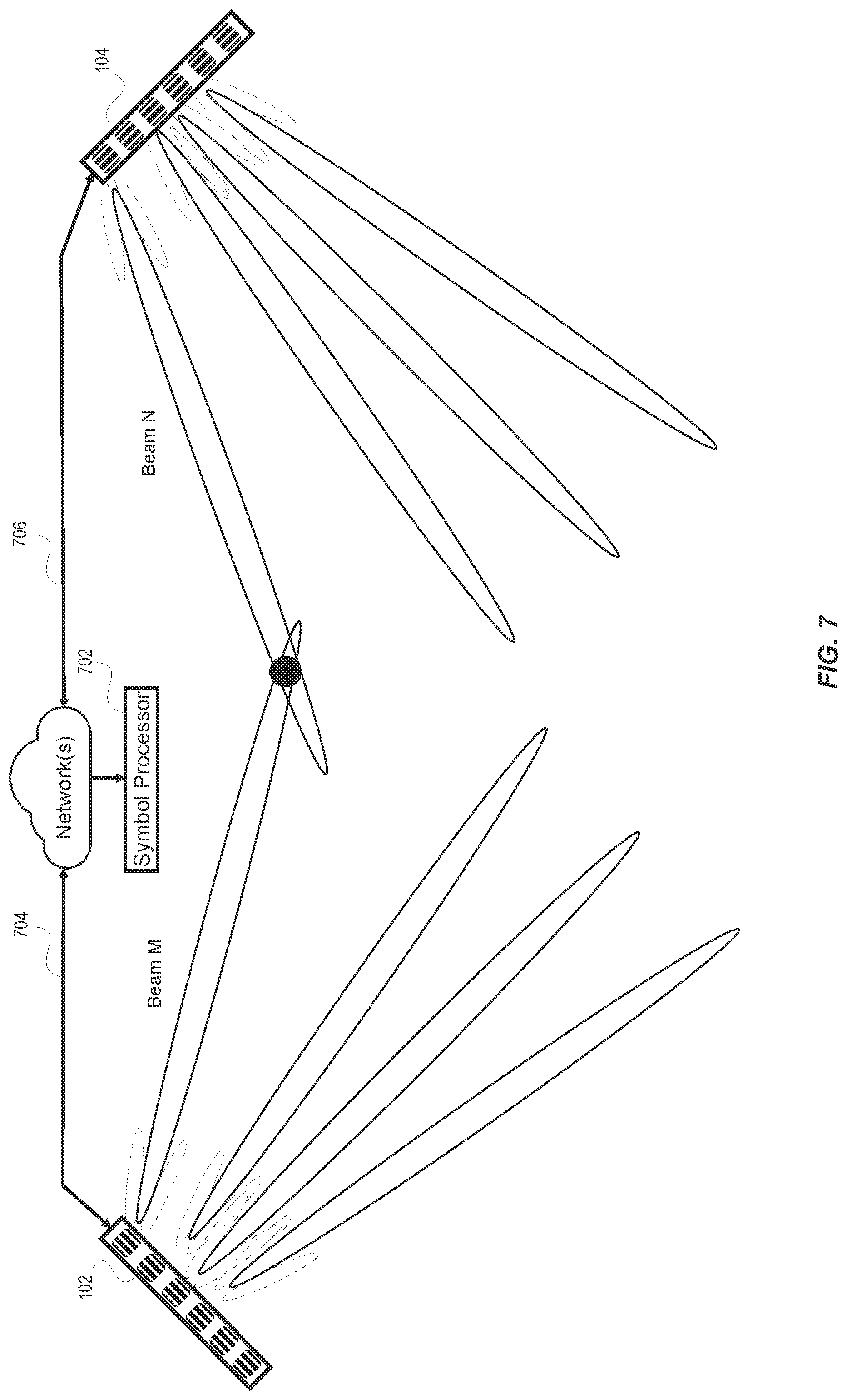 Patent US11777594 Figure 7 – Determining transmitter position using shortest paths from multiple antenna arrays