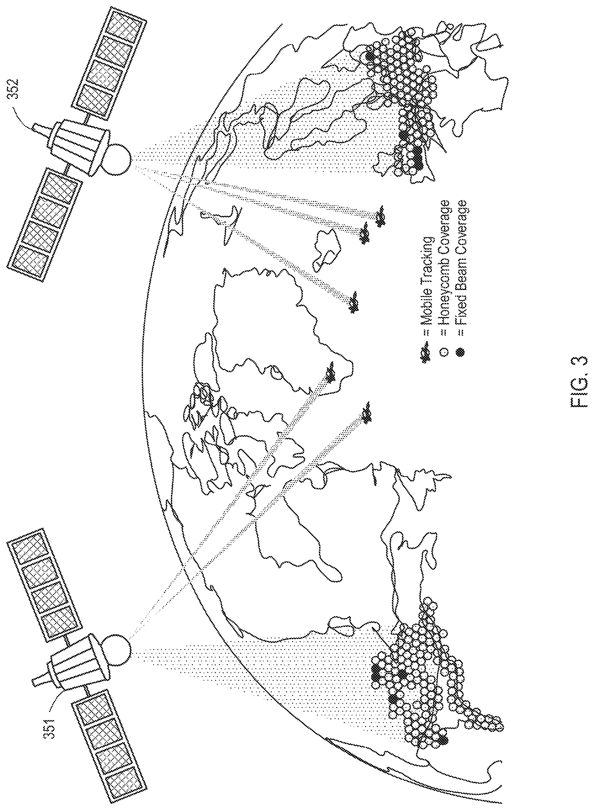 Patent US11777595 Figure 4 – Non-geostationary satellite communications network architectures with mesh network edge data centers