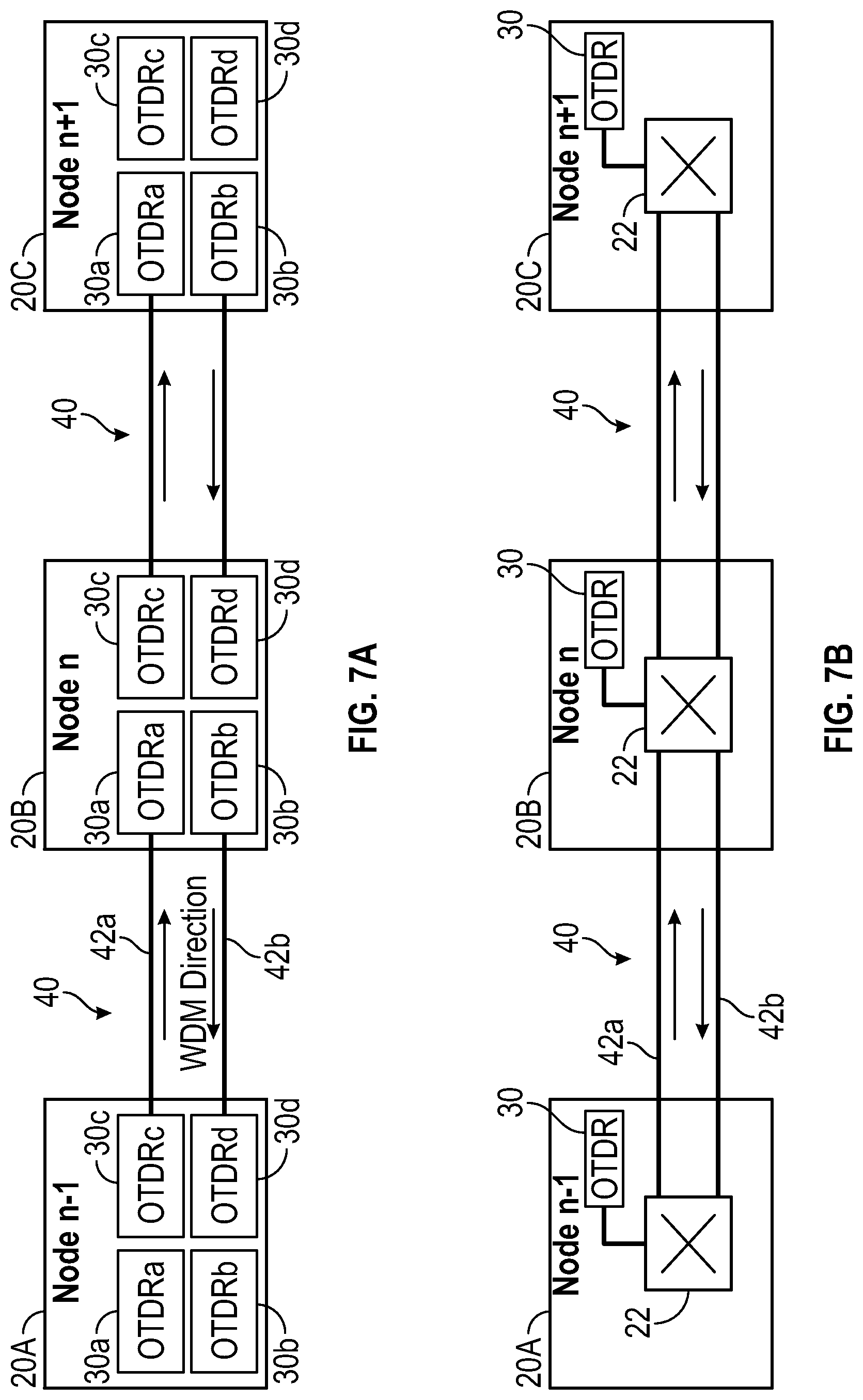 Patent US11777597 Figure 5 – Dual-direction OTDR system for inter-node communications