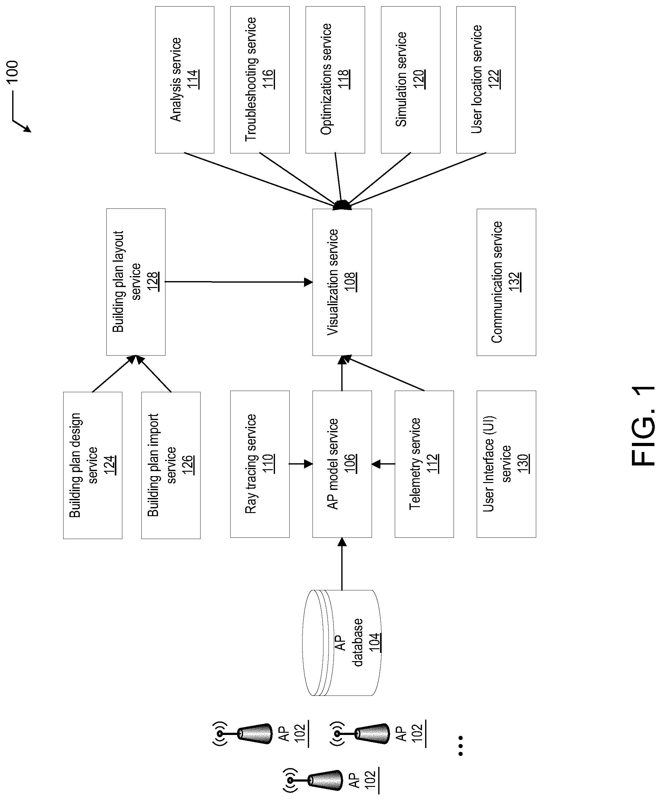 Patent US11777625 Figure 1 – Three-dimensional visualization of Wi-Fi signal propagation through multiple floors