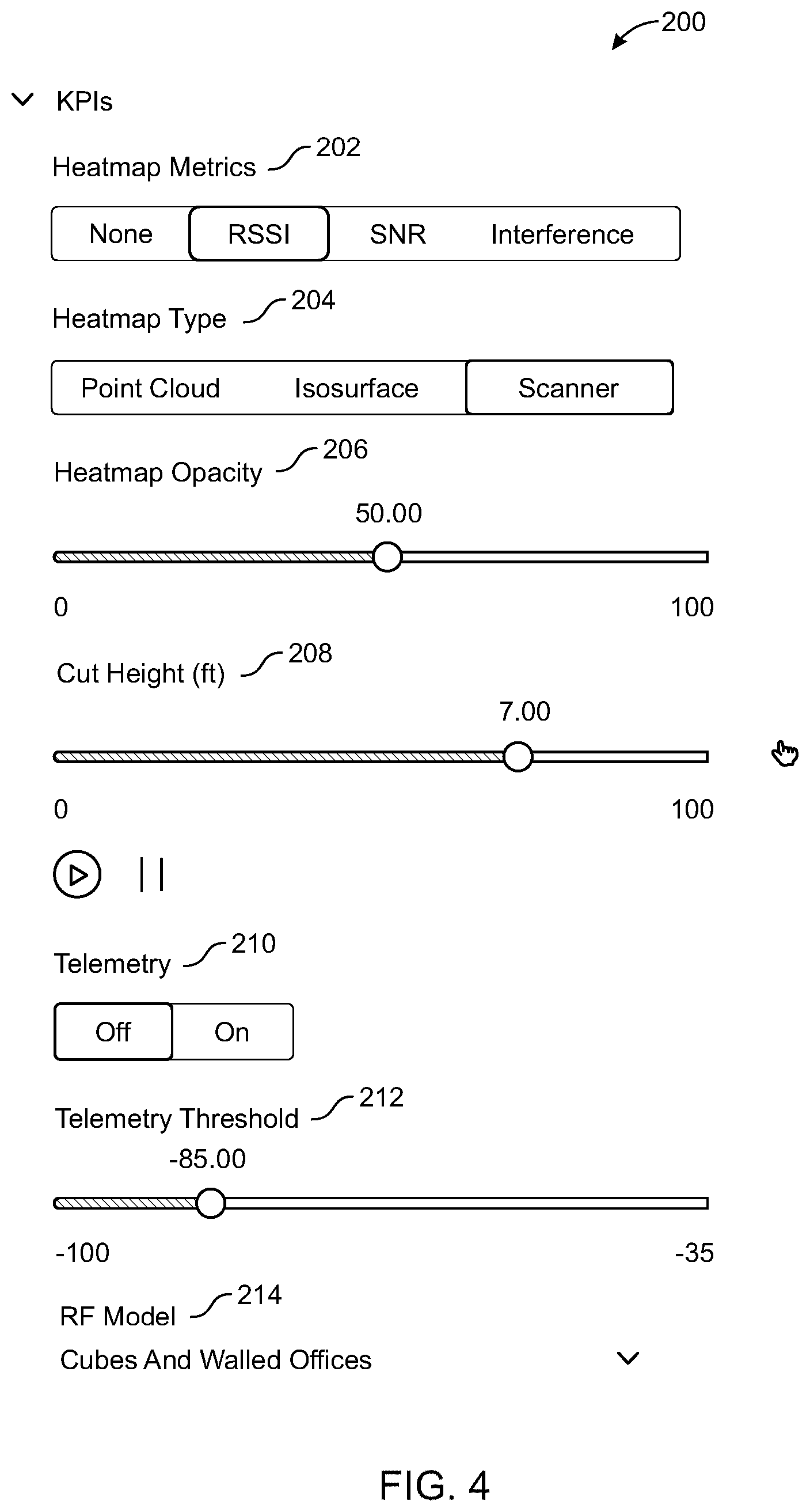 Patent US11777625 Figure 4 – Three-dimensional visualization of Wi-Fi signal propagation through multiple floors