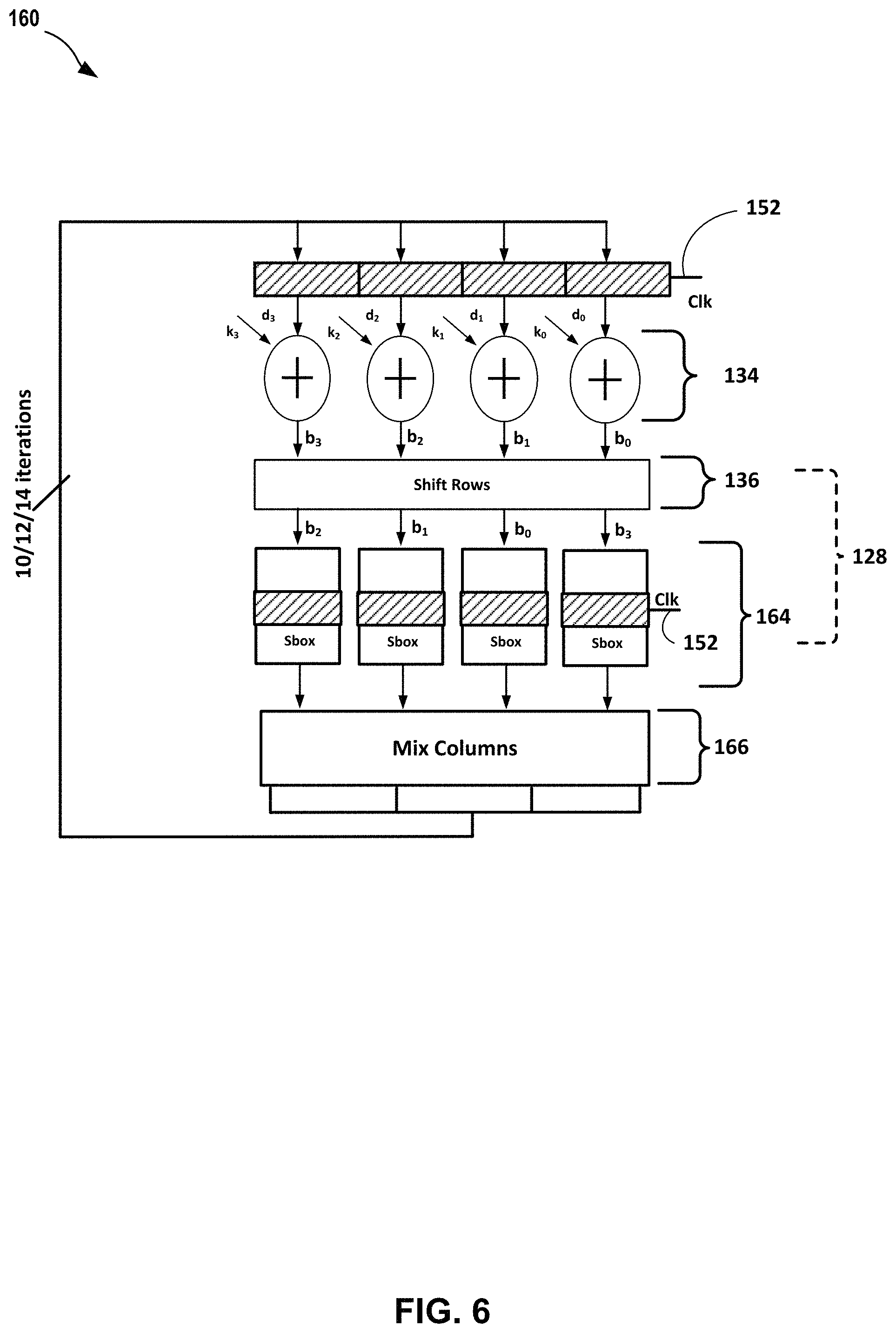 Patent US11777711 Figure 7 – Encryption and decryption engines with selective key expansion skipping