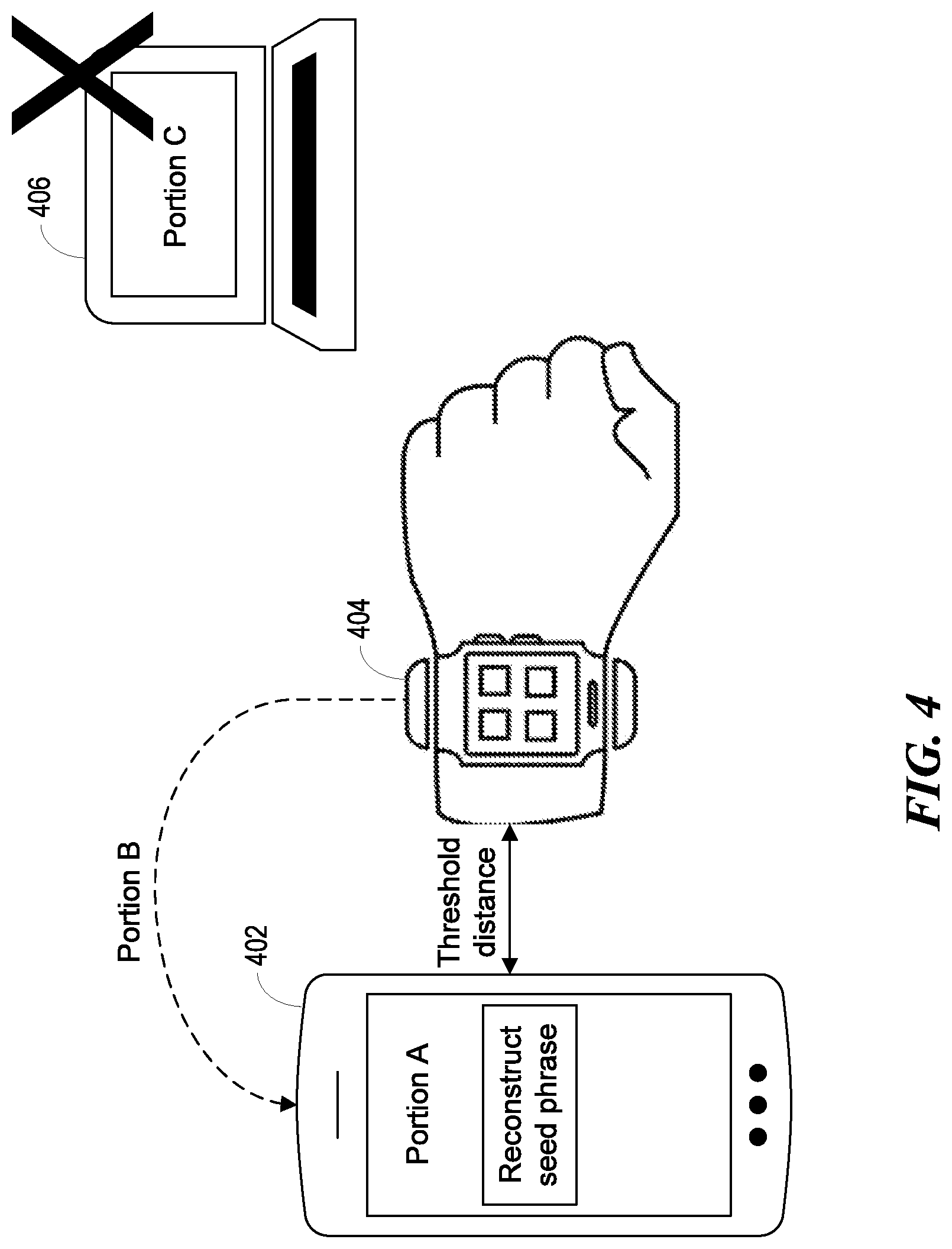 Patent US11777727 Figure 5 – Distributed digital wallet seed phrase