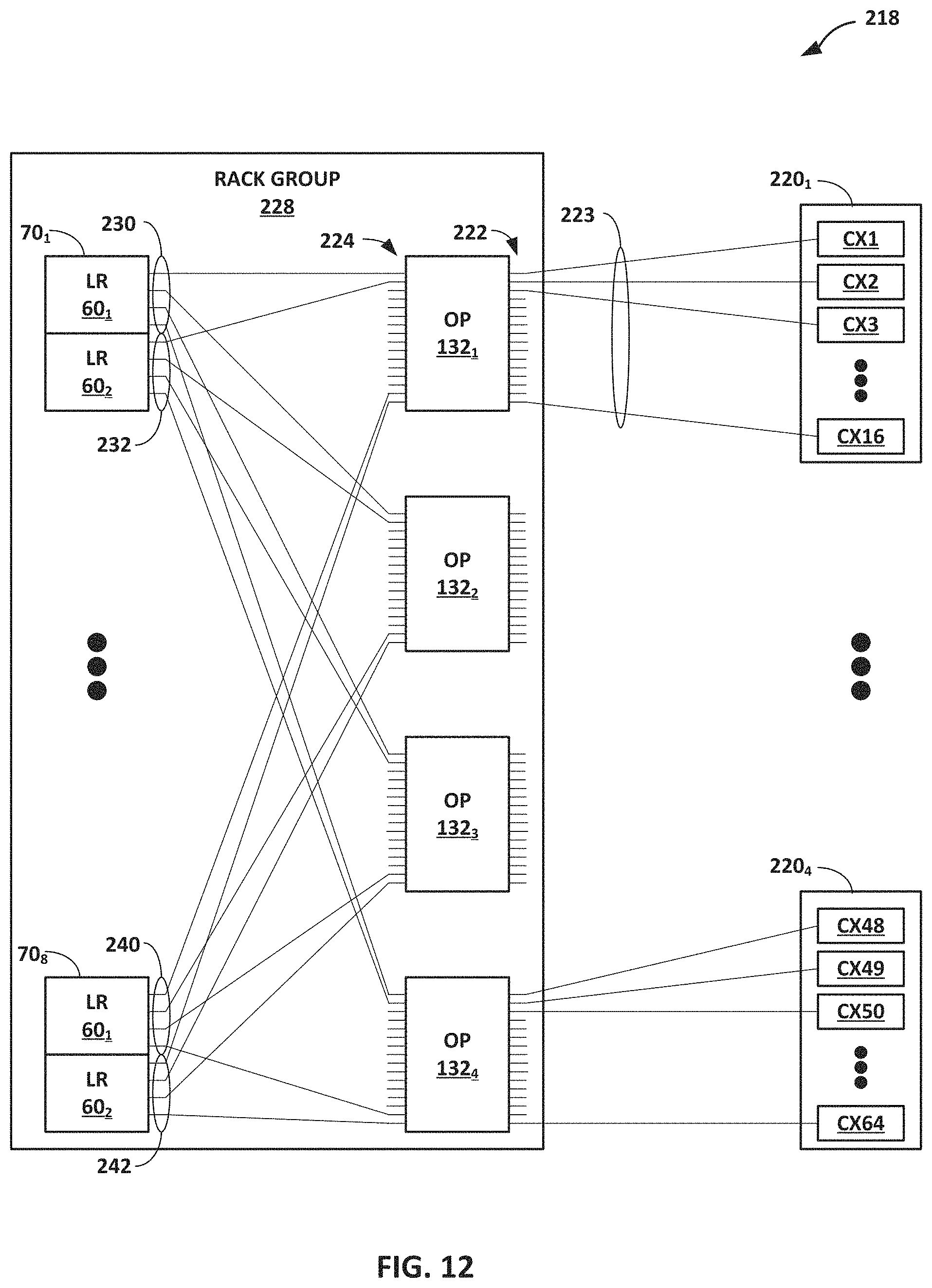 Patent US11777839 Figure 12 – Data center network with packet spraying