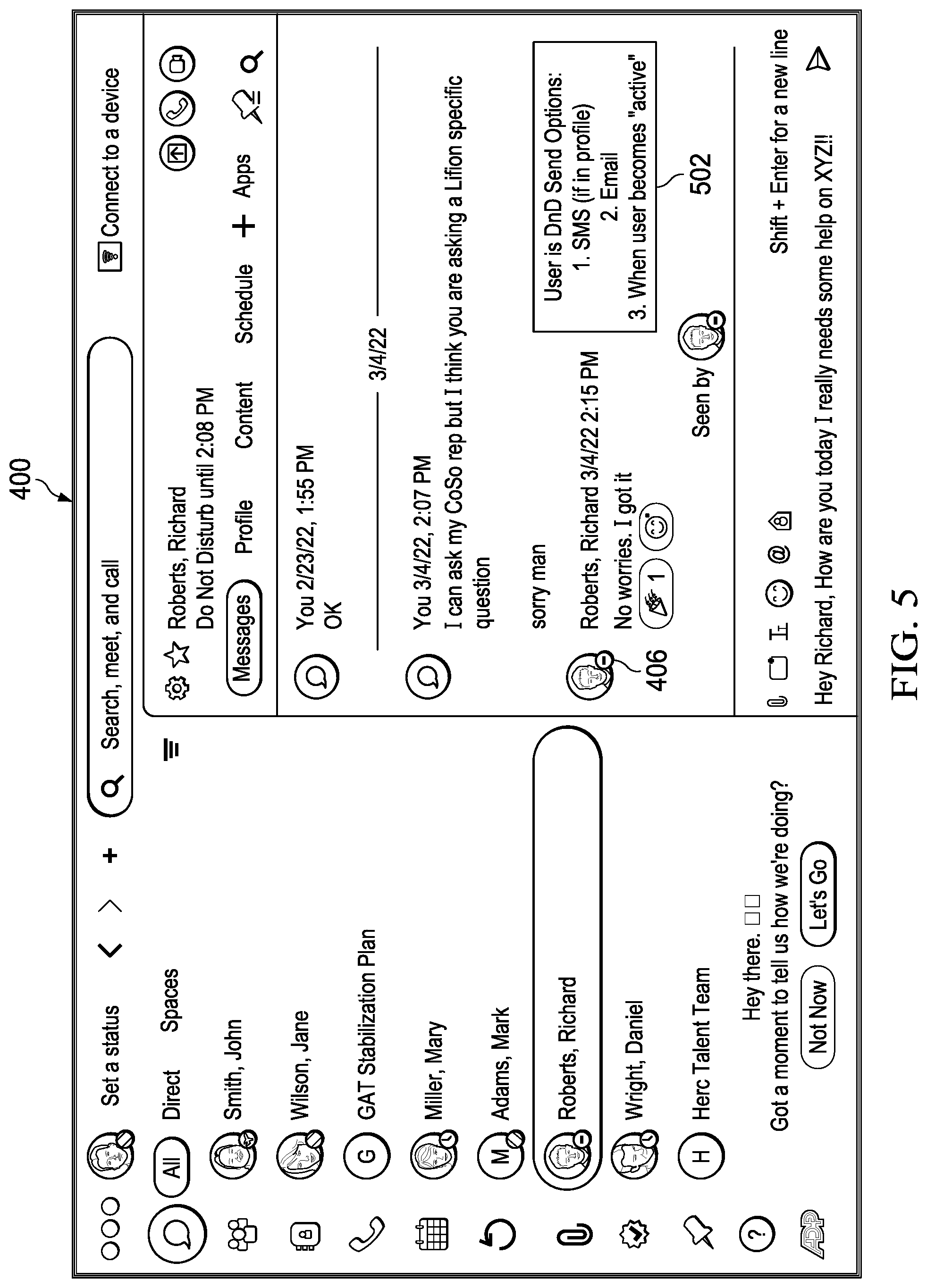 Patent US11777878 Figure 5 – Message routing based on unavailability