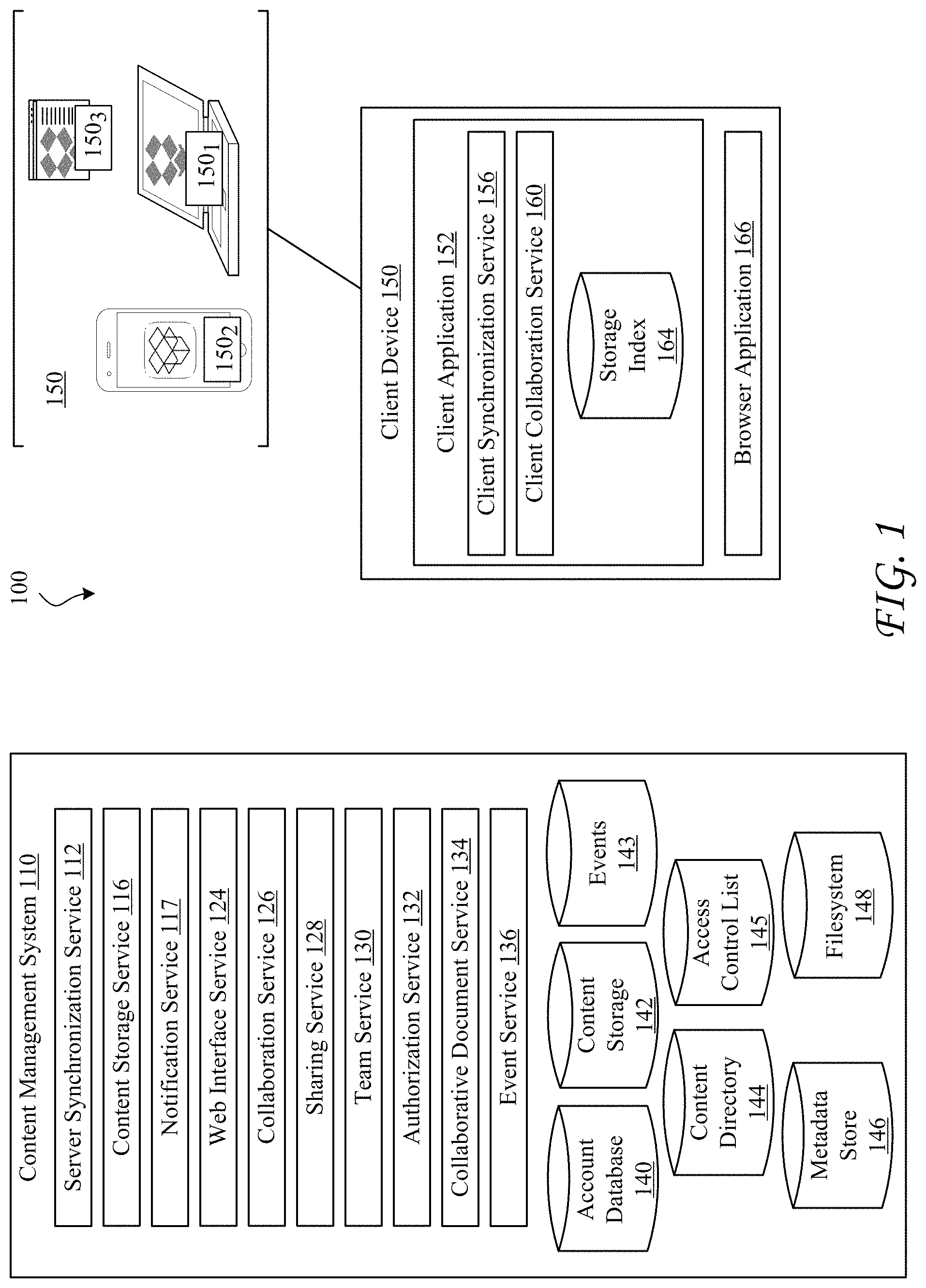 Patent US11777880 Figure 1 – Messaging client application integrated with a content management system
