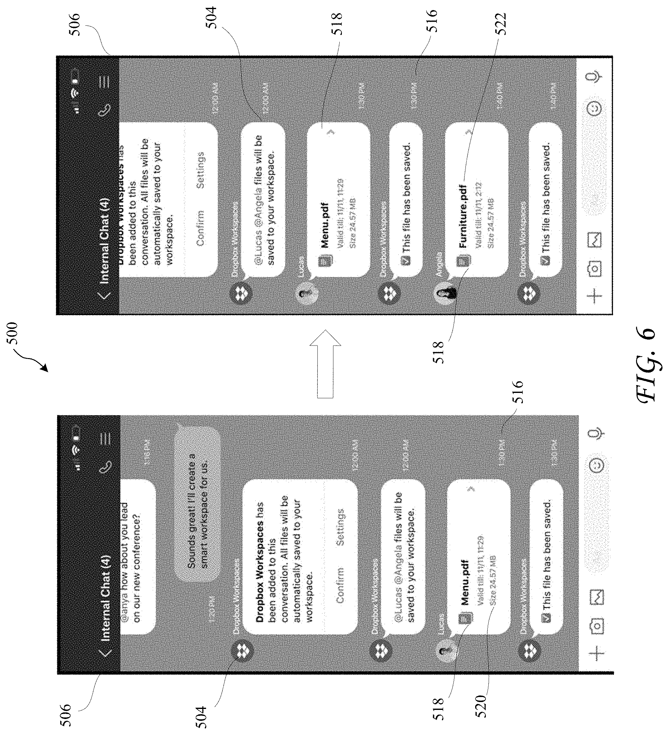 Patent US11777880 Figure 6 – Messaging client application integrated with a content management system
