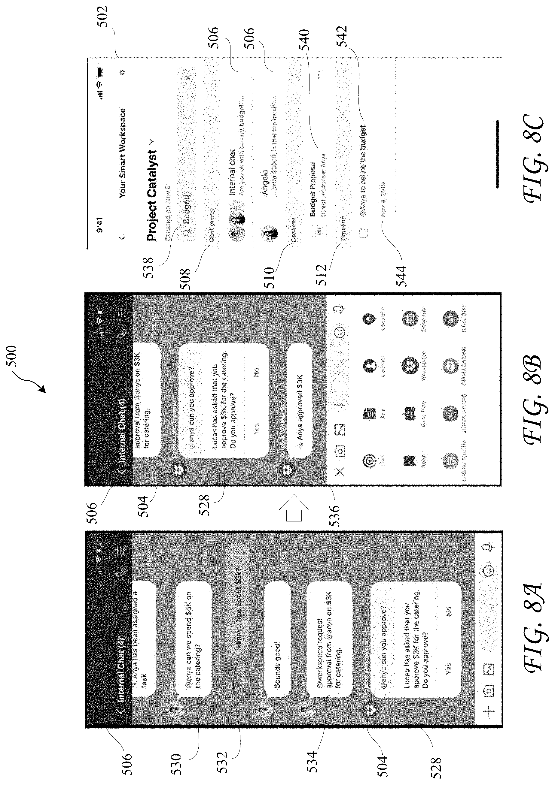 Patent US11777880 Figure 8 – Messaging client application integrated with a content management system