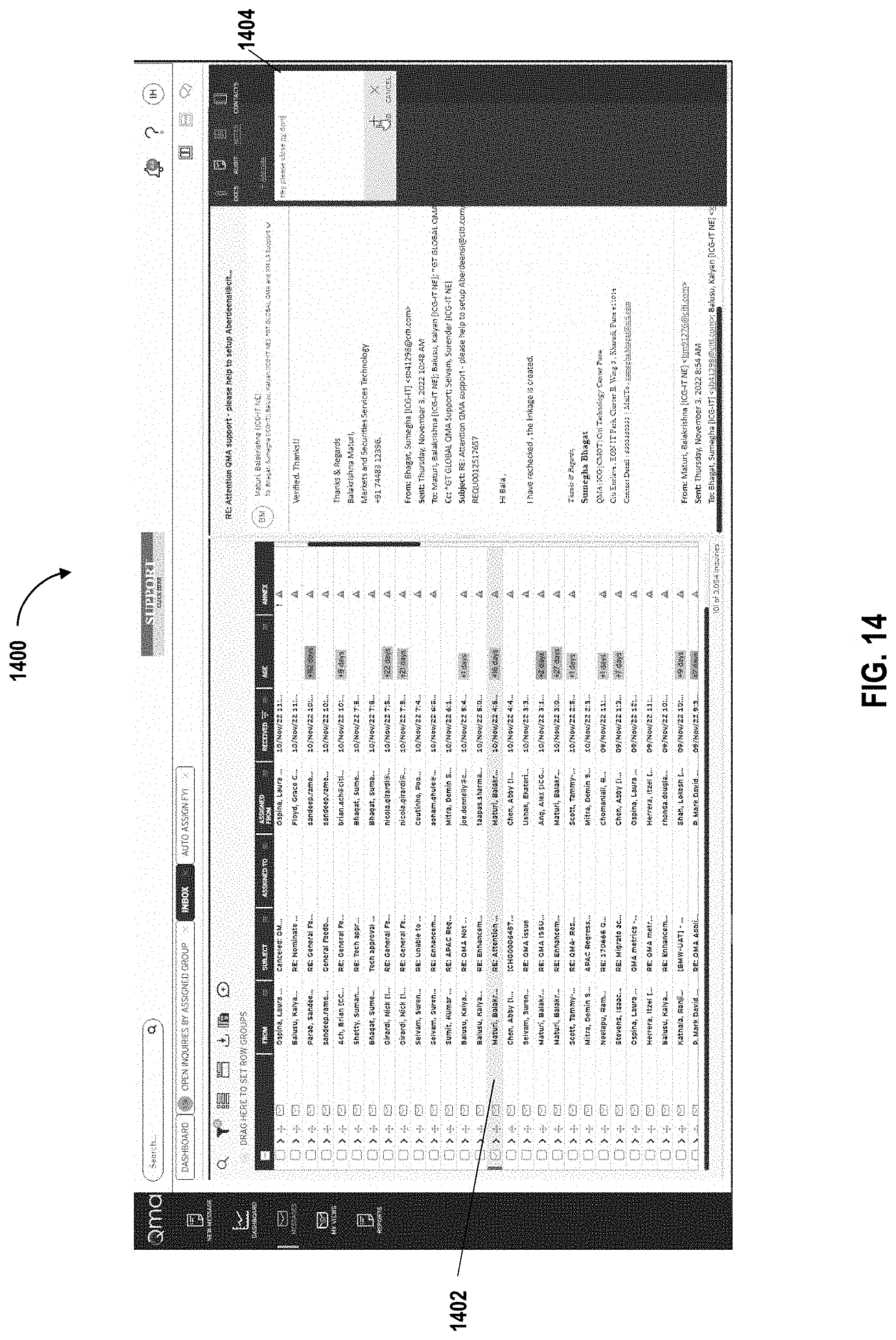 Patent US11777886 Figure 14 – Management of queries in electronic mail messages