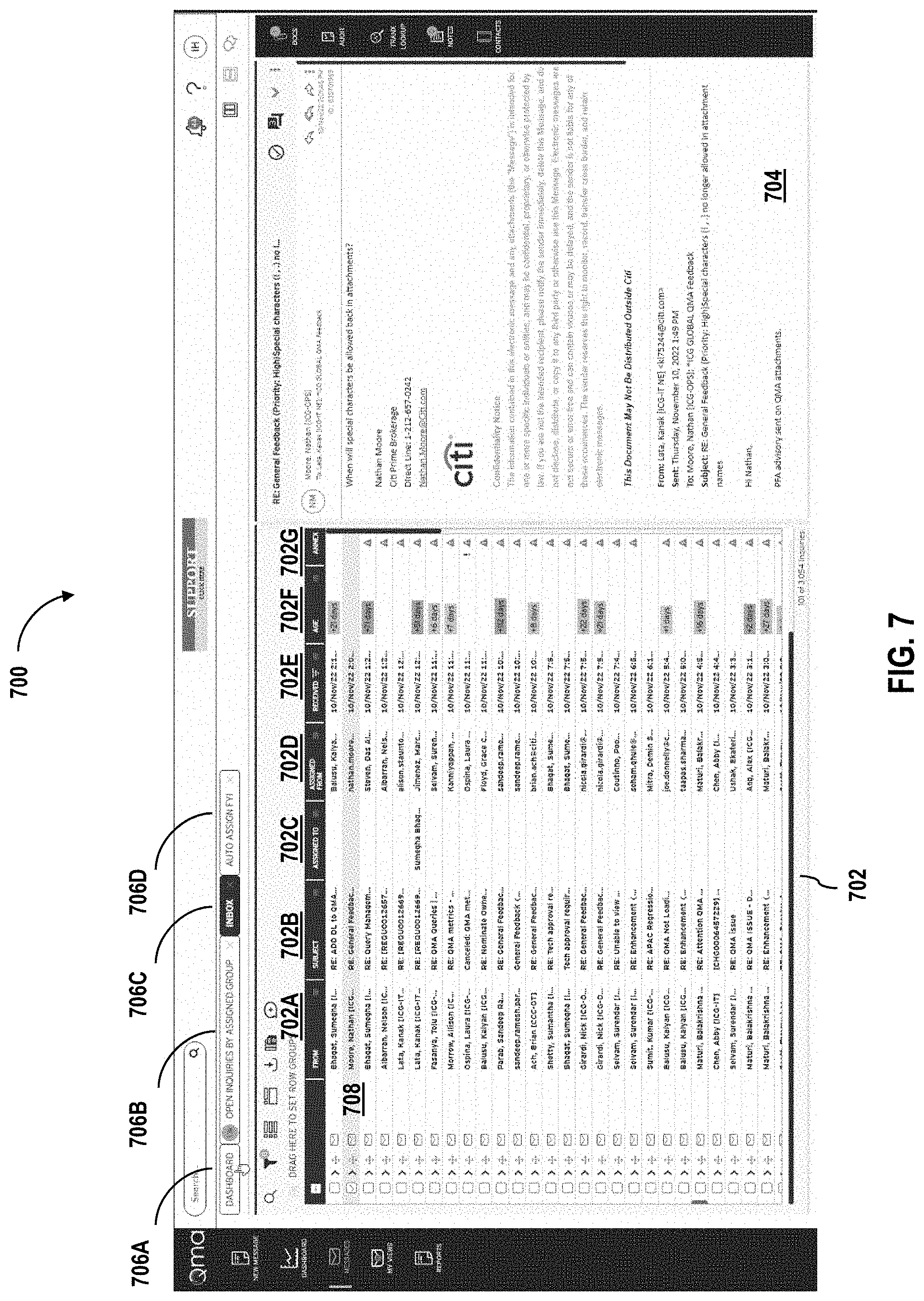 Patent US11777892 Figure 7 – Management of queries in electronic mail messages
