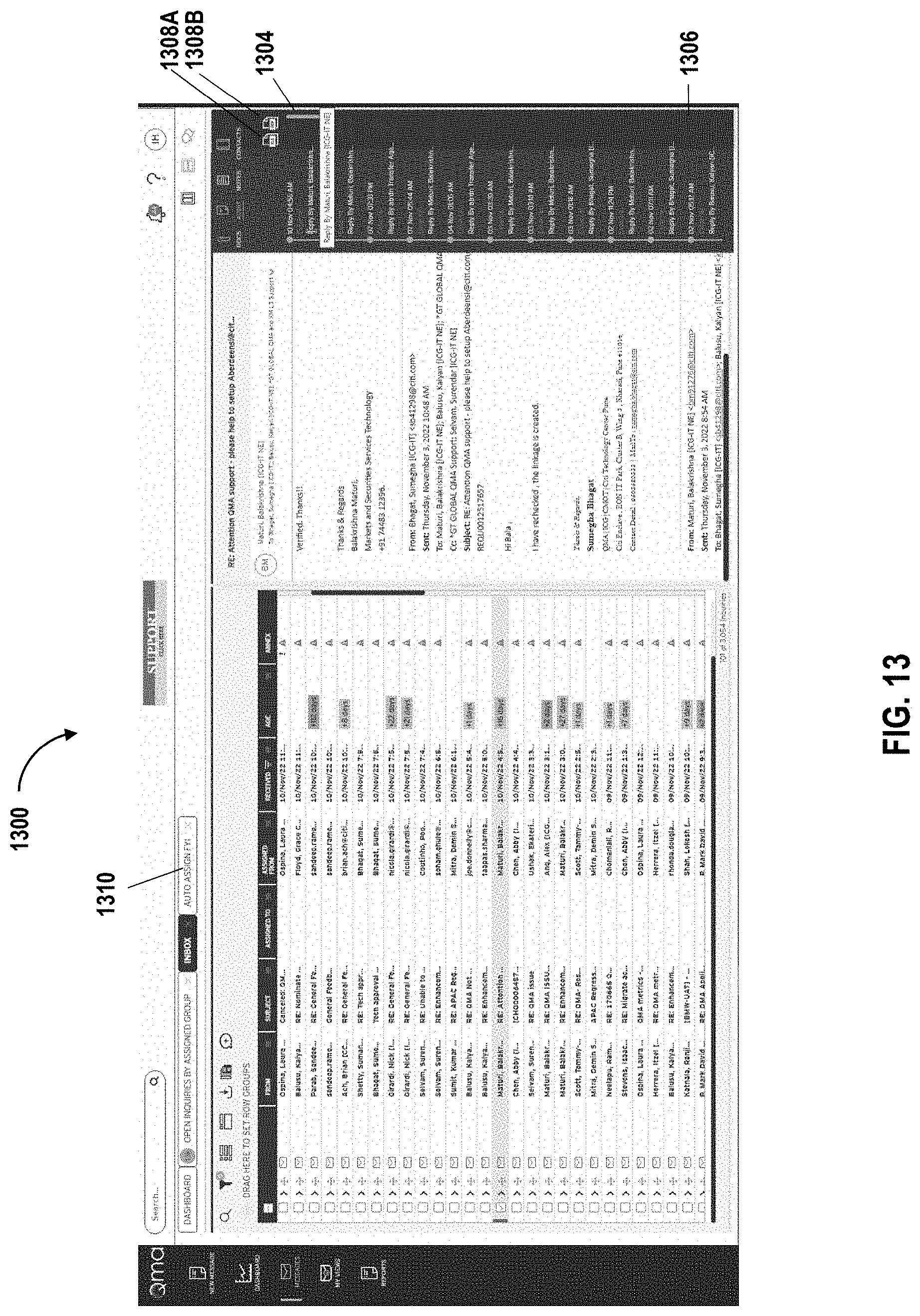 Patent US11777892 Figure 13 – Management of queries in electronic mail messages