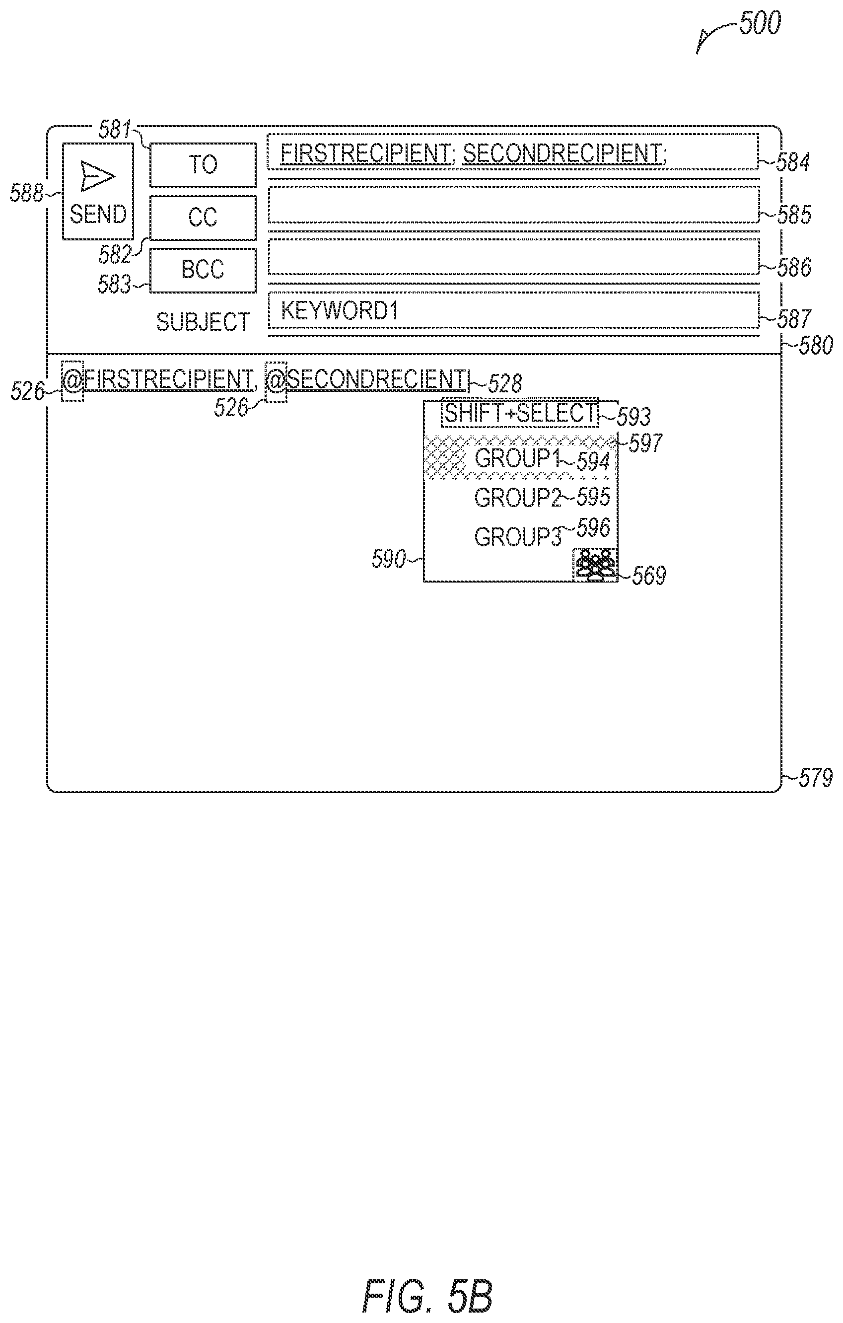 Patent US11777893 Figure 12 – Common group suggested message recipient
