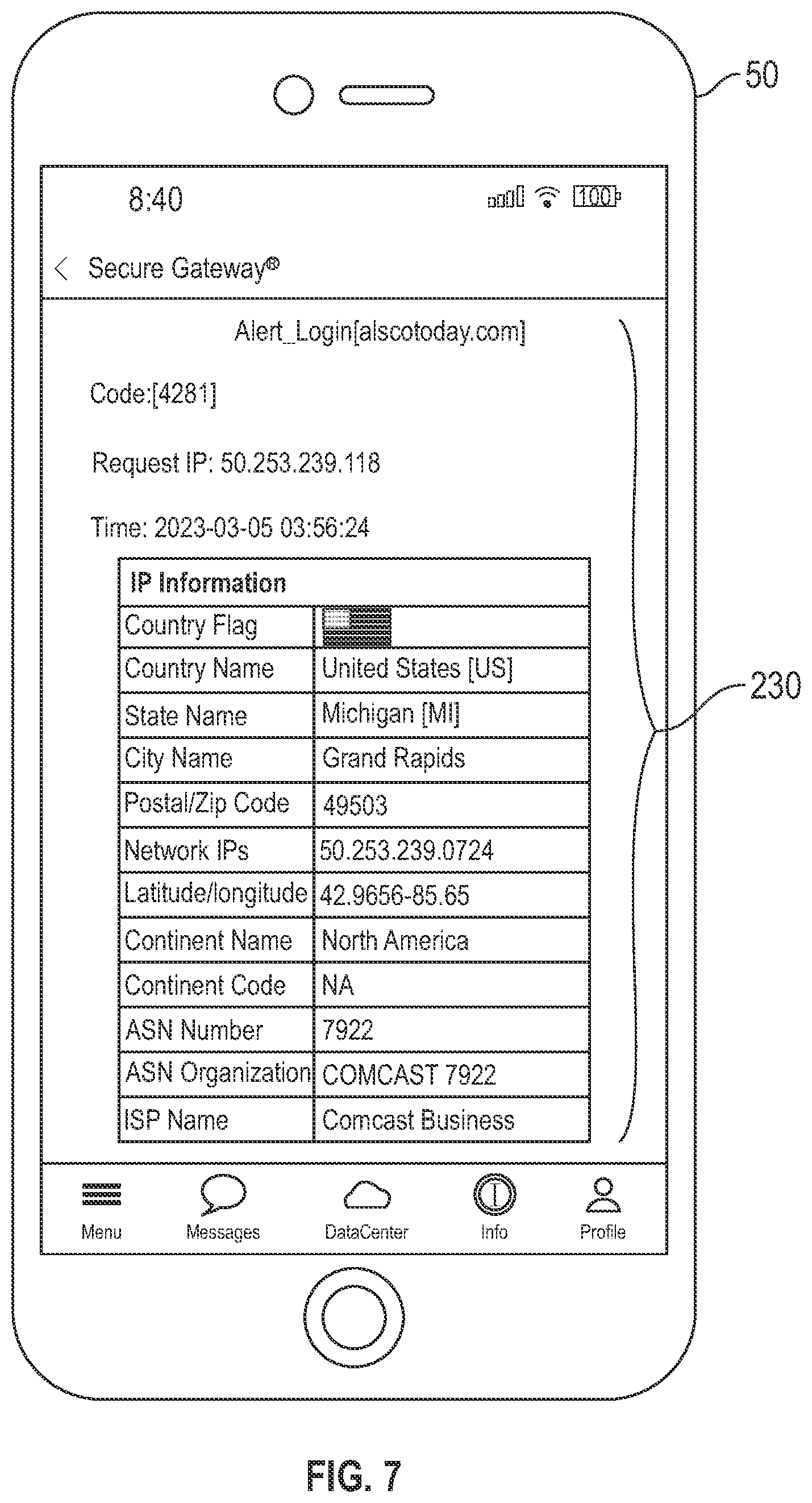 Patent US11777927 Figure 6 – Monitoring system for providing a secure communication channel between a client computer and a hosting computer server