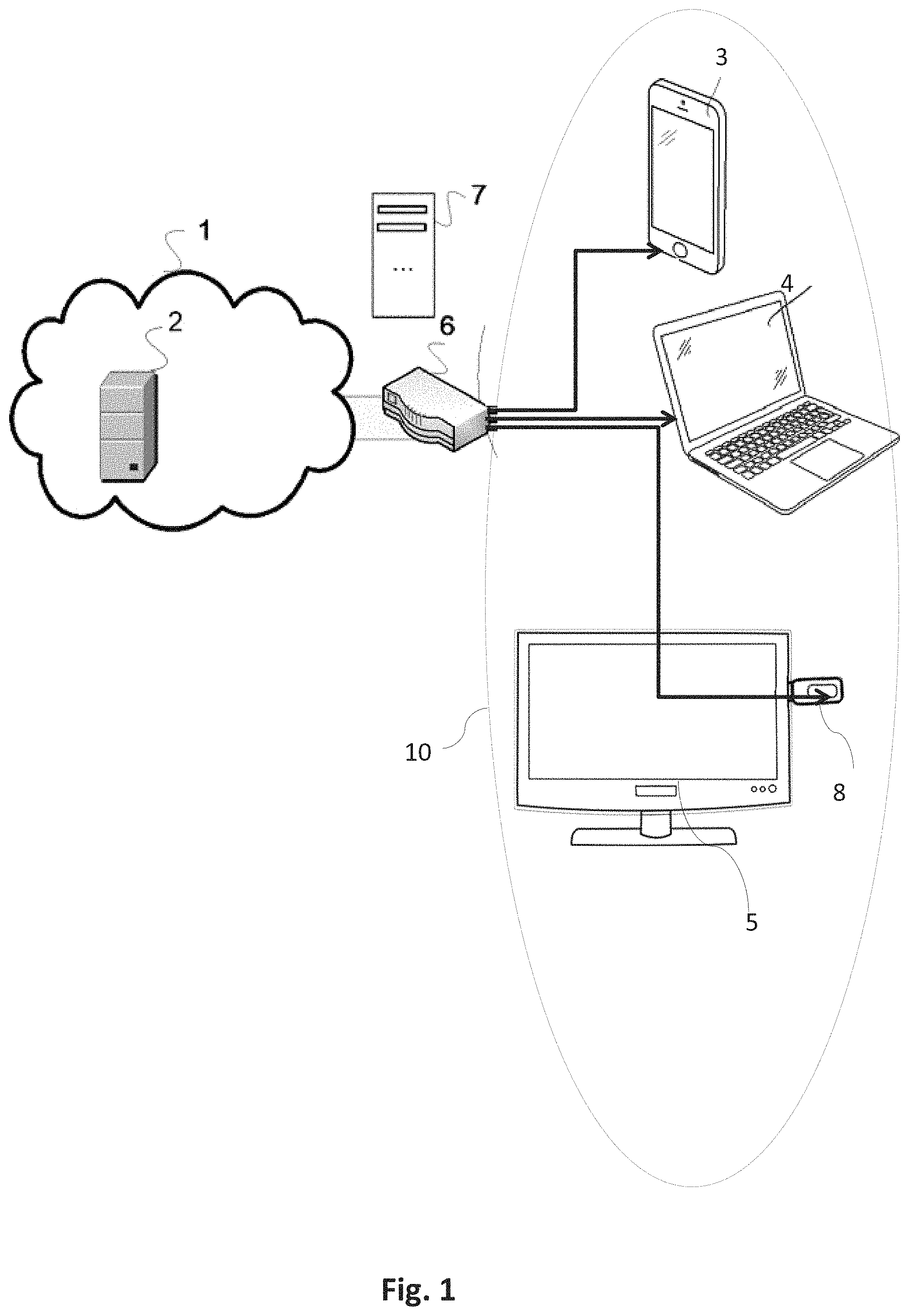 Patent US11778008 — Method for managing adaptive progressive downloading of digital content which is broadcast in real time — Figure 1
