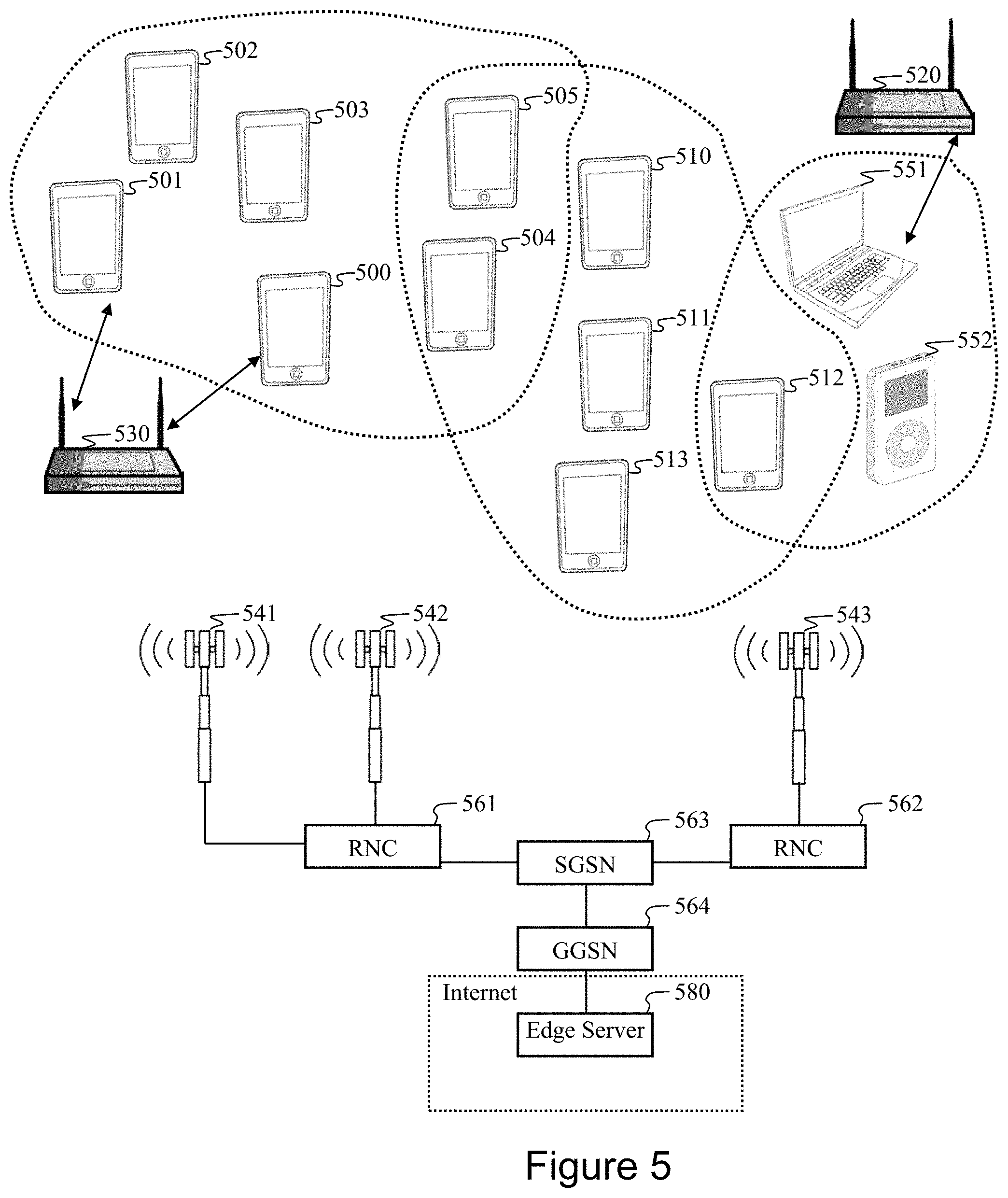 Patent US11778019 Figure 5 – Content delivery in wireless wide area networks