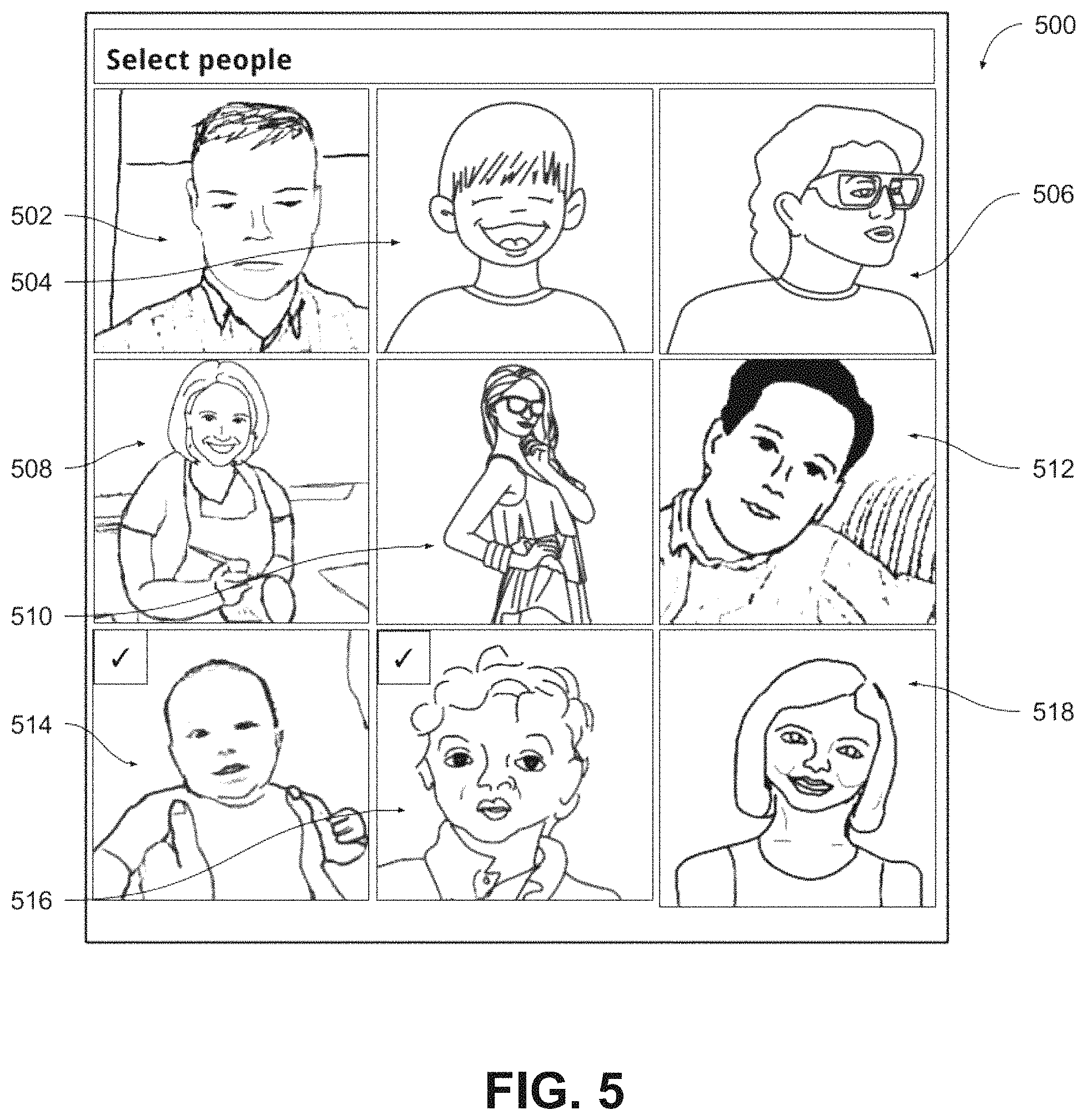 Patent US11778028 Figure 5 – Automatic image sharing with designated users over a communication network