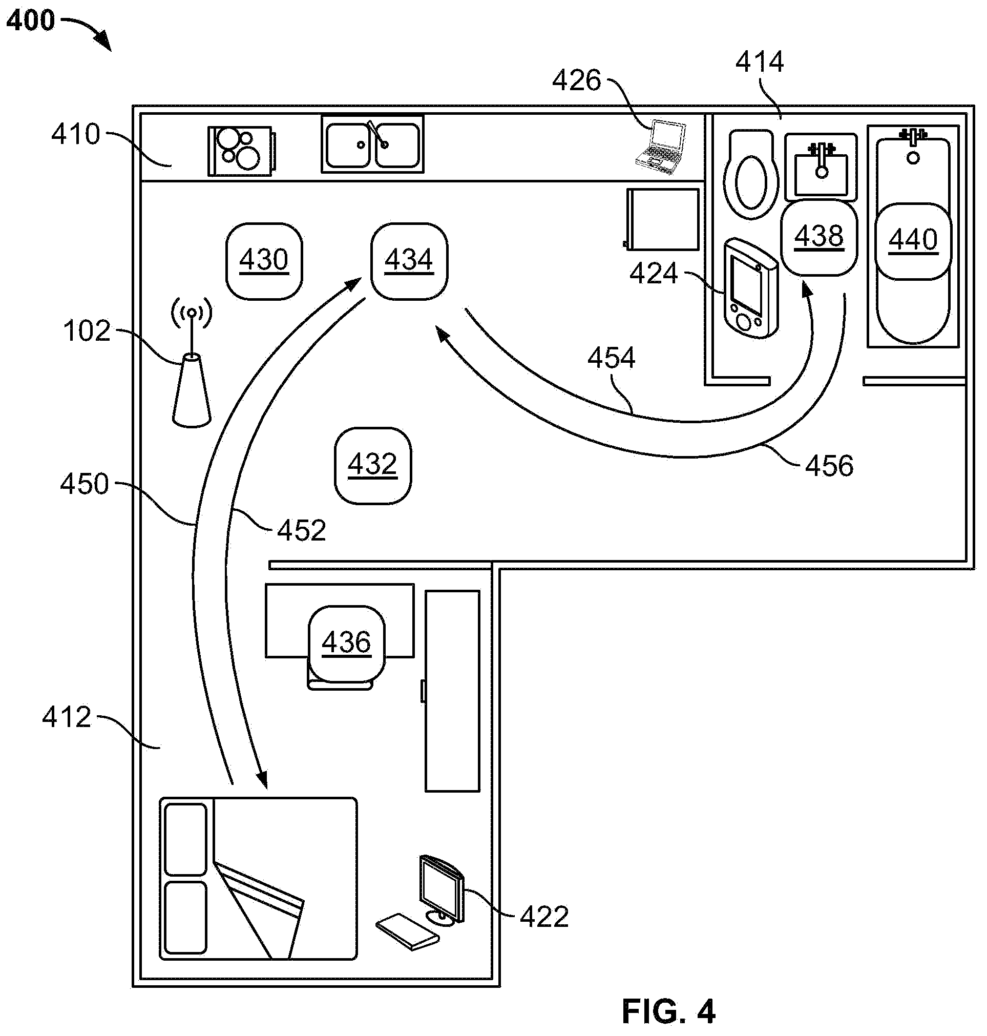 Patent US11778050 Figure 5 – Device-free activity identification using fine-grained WiFi signatures