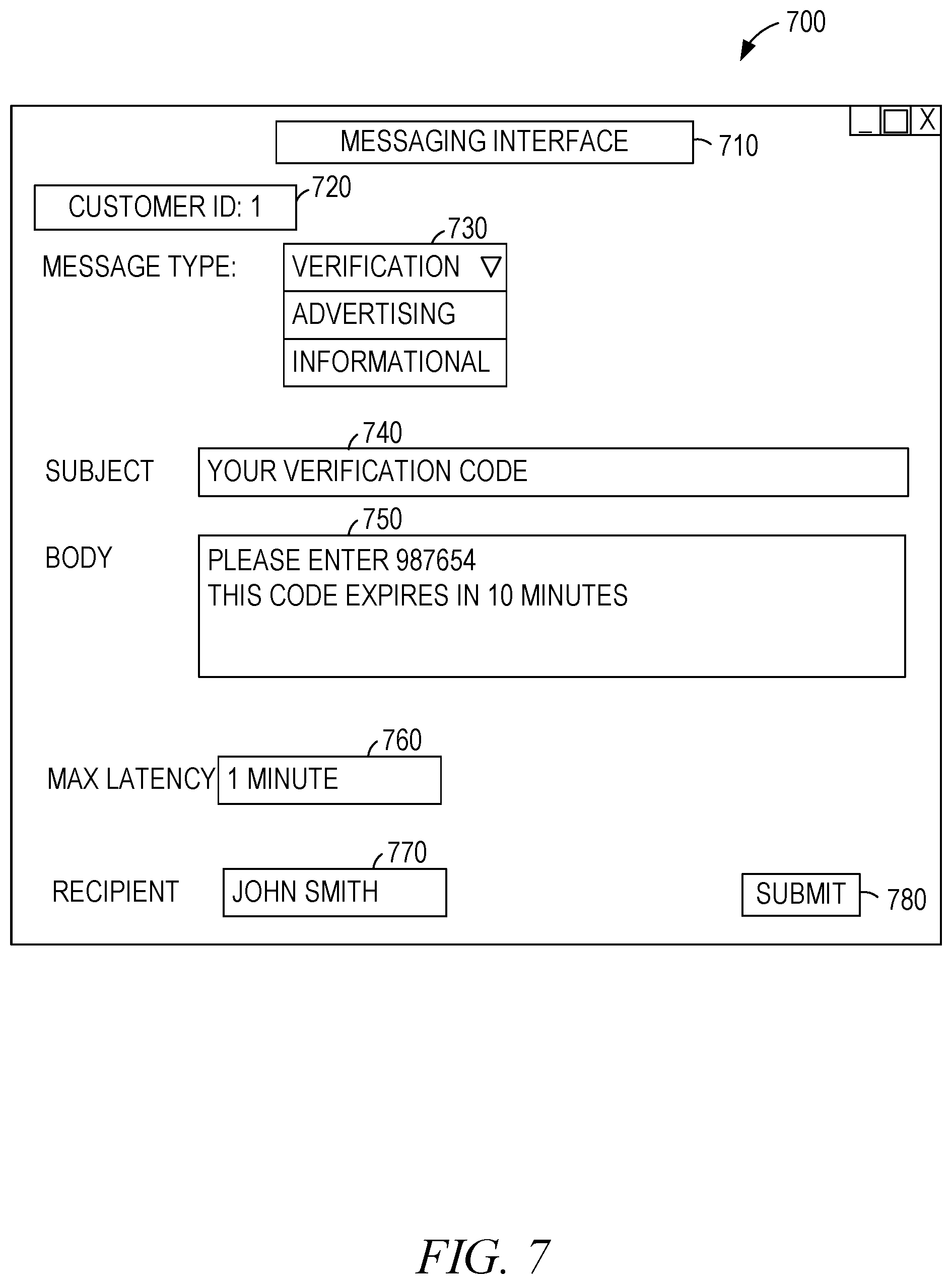 Patent US11778069 Figure 7 – Multi-channel message exchange system demand API