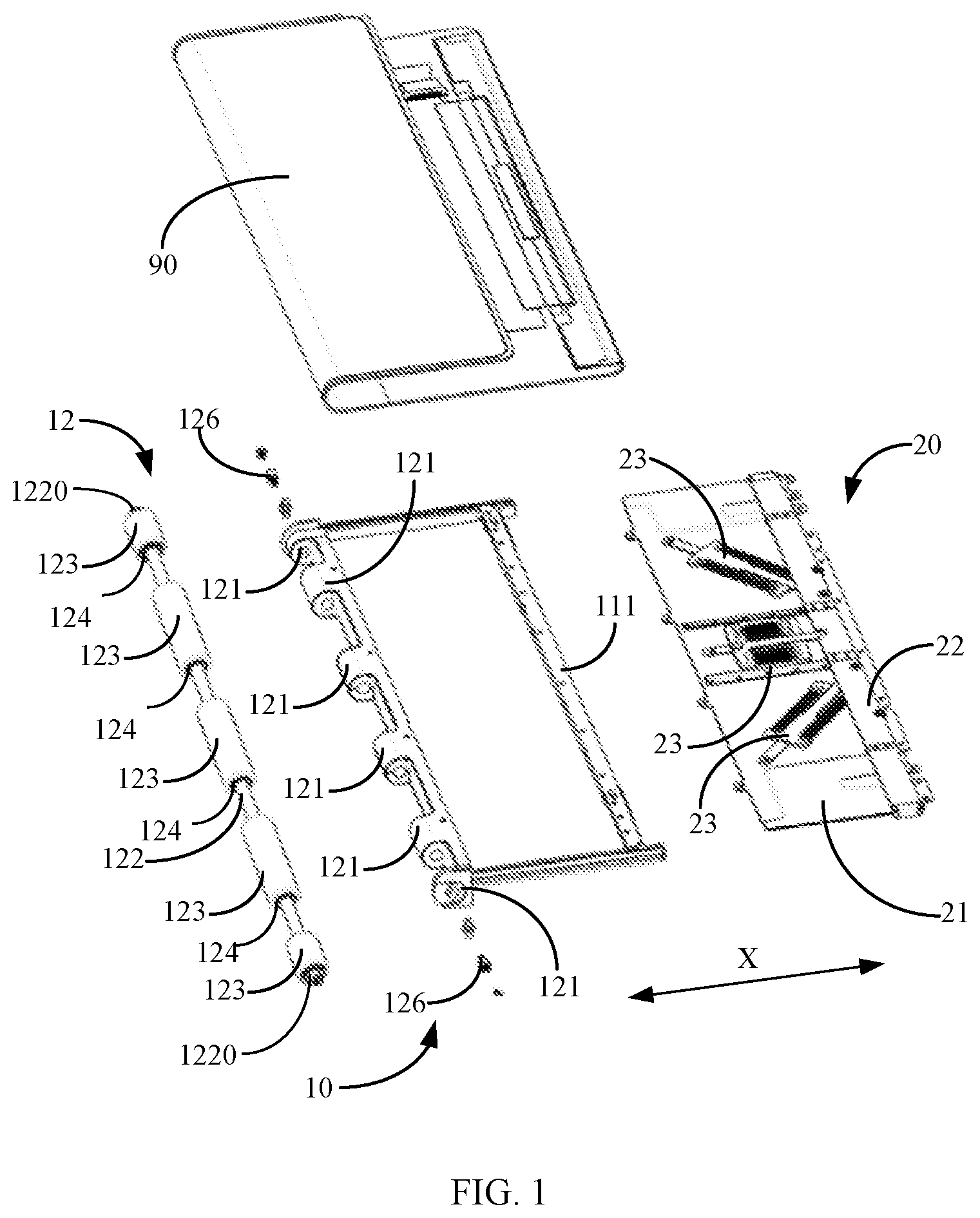 Patent US11778080 Figure 1 – Electronic device with flexible display screen