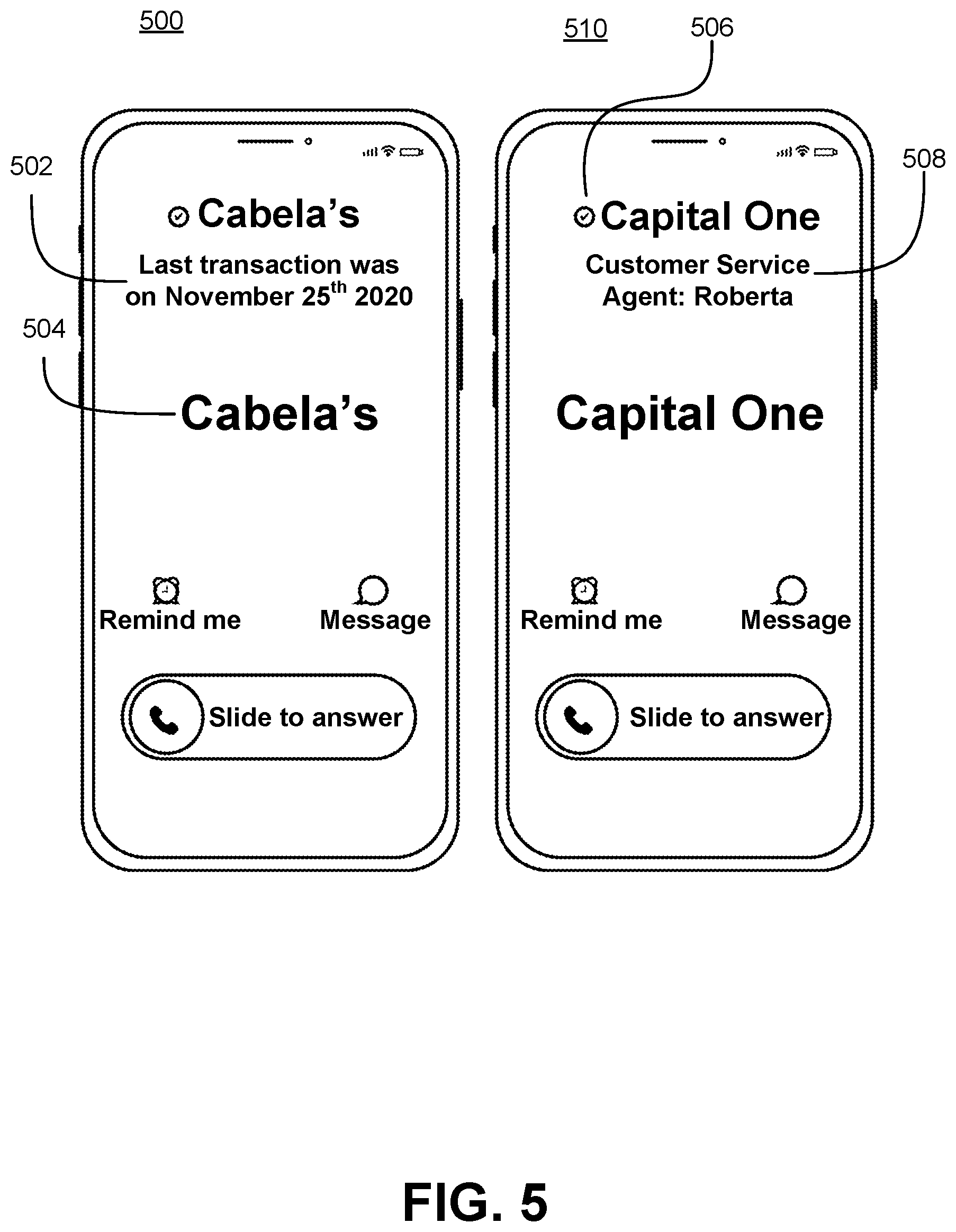 Patent US11778083 Figure 5 – Generating a screening interface for communications