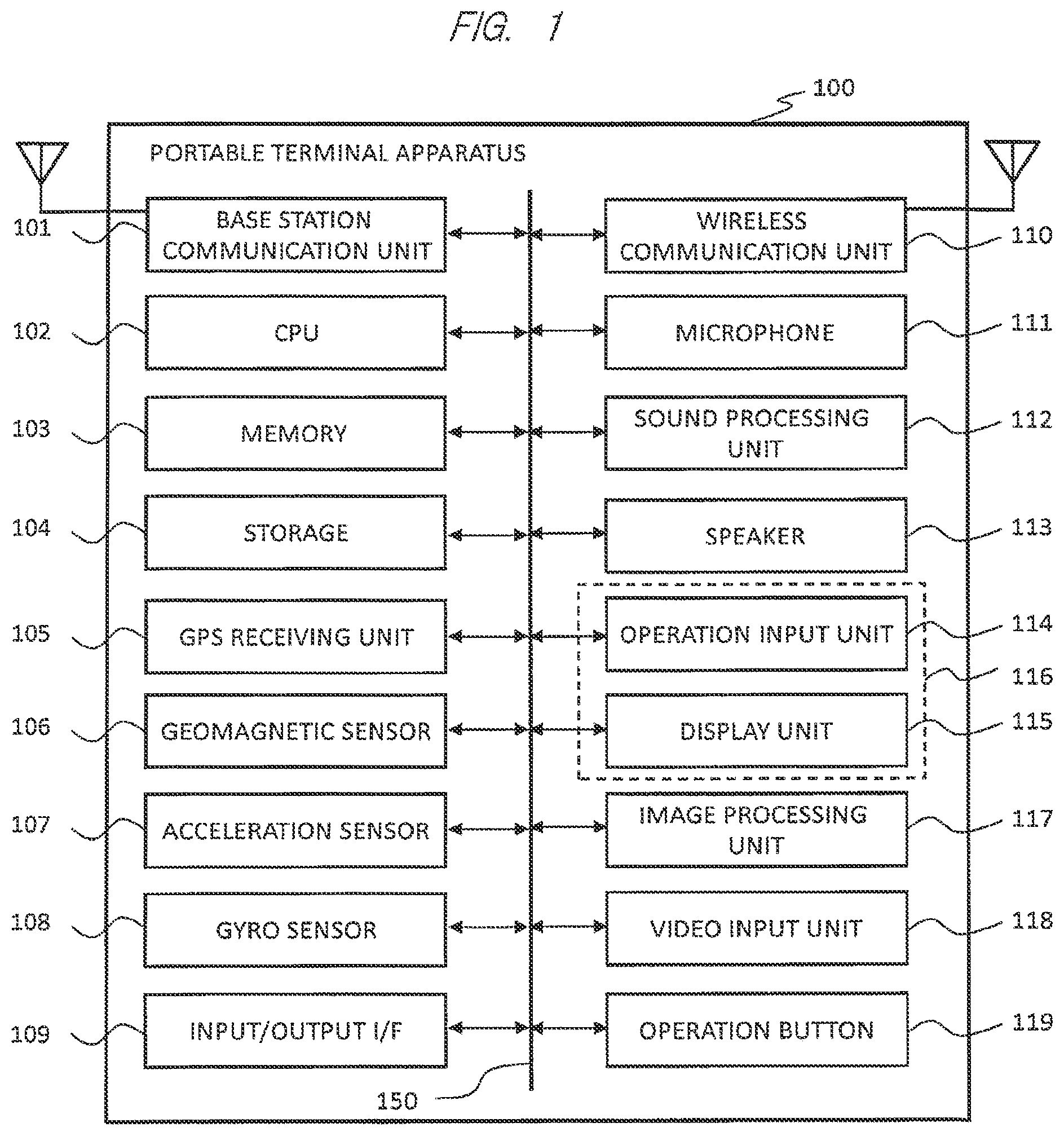 Patent US11778084 Figure 1 – Portable terminal apparatus