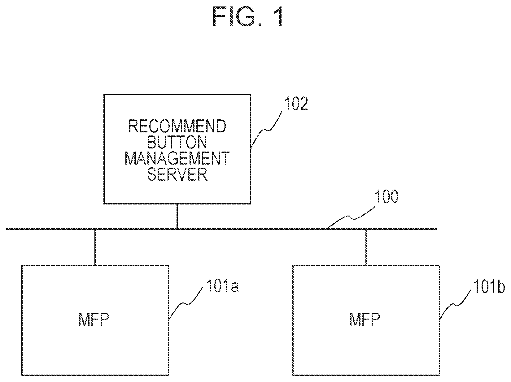 Patent US11778110 Figure 1 – Image processing apparatus displaying a home screen in a fixed button mode in a state where acquisition of a recommended button information is unavailable