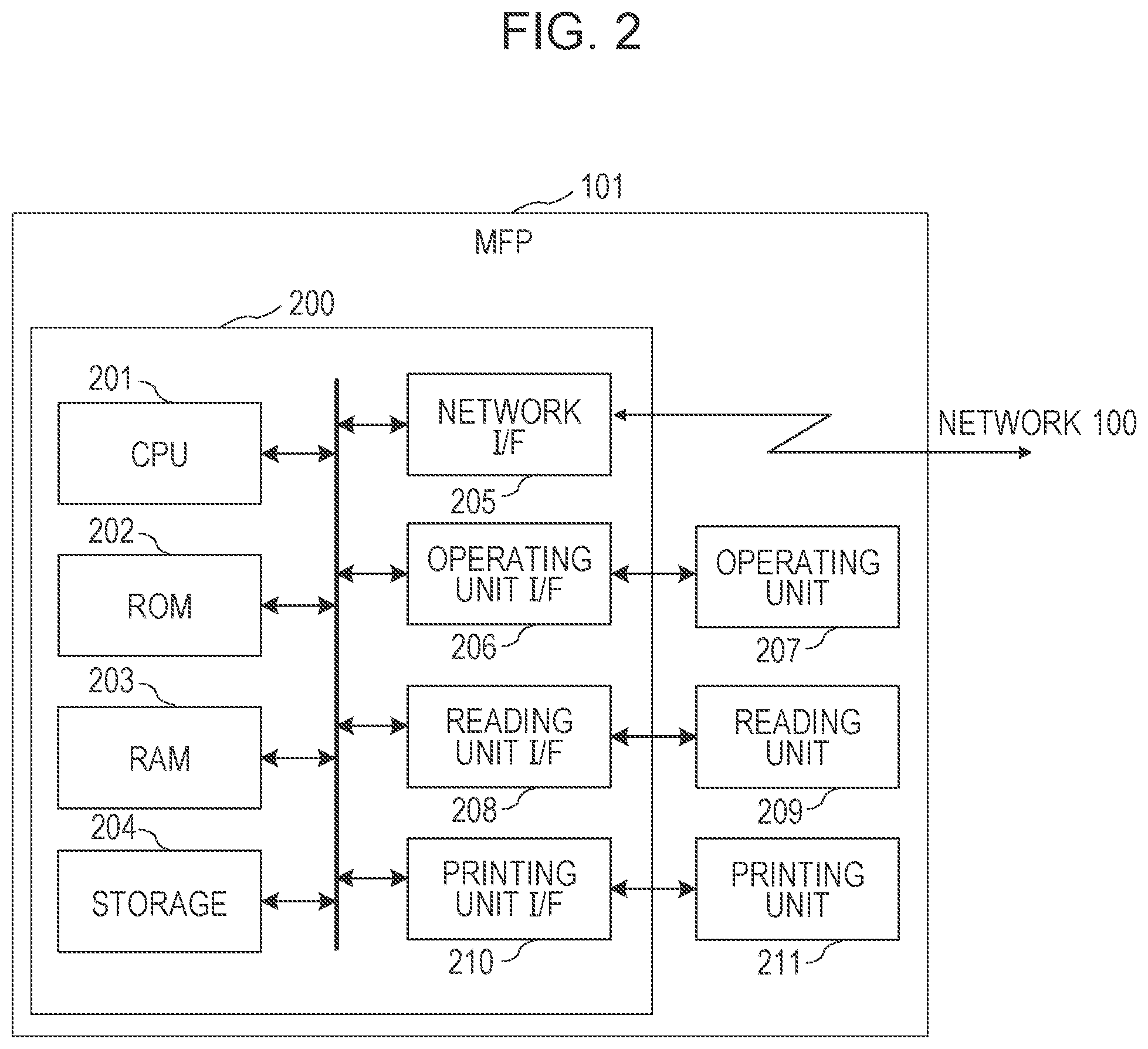 Patent US11778110 Figure 2 – Image processing apparatus displaying a home screen in a fixed button mode in a state where acquisition of a recommended button information is unavailable