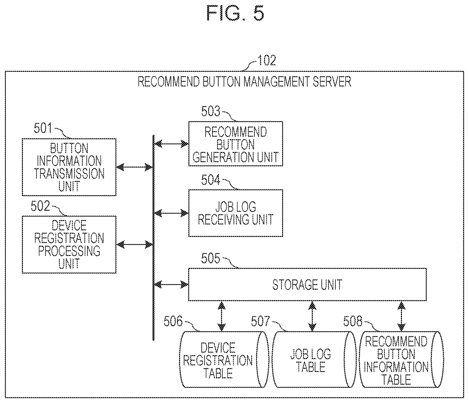 Patent US11778110 Figure 5 – Image processing apparatus displaying a home screen in a fixed button mode in a state where acquisition of a recommended button information is unavailable