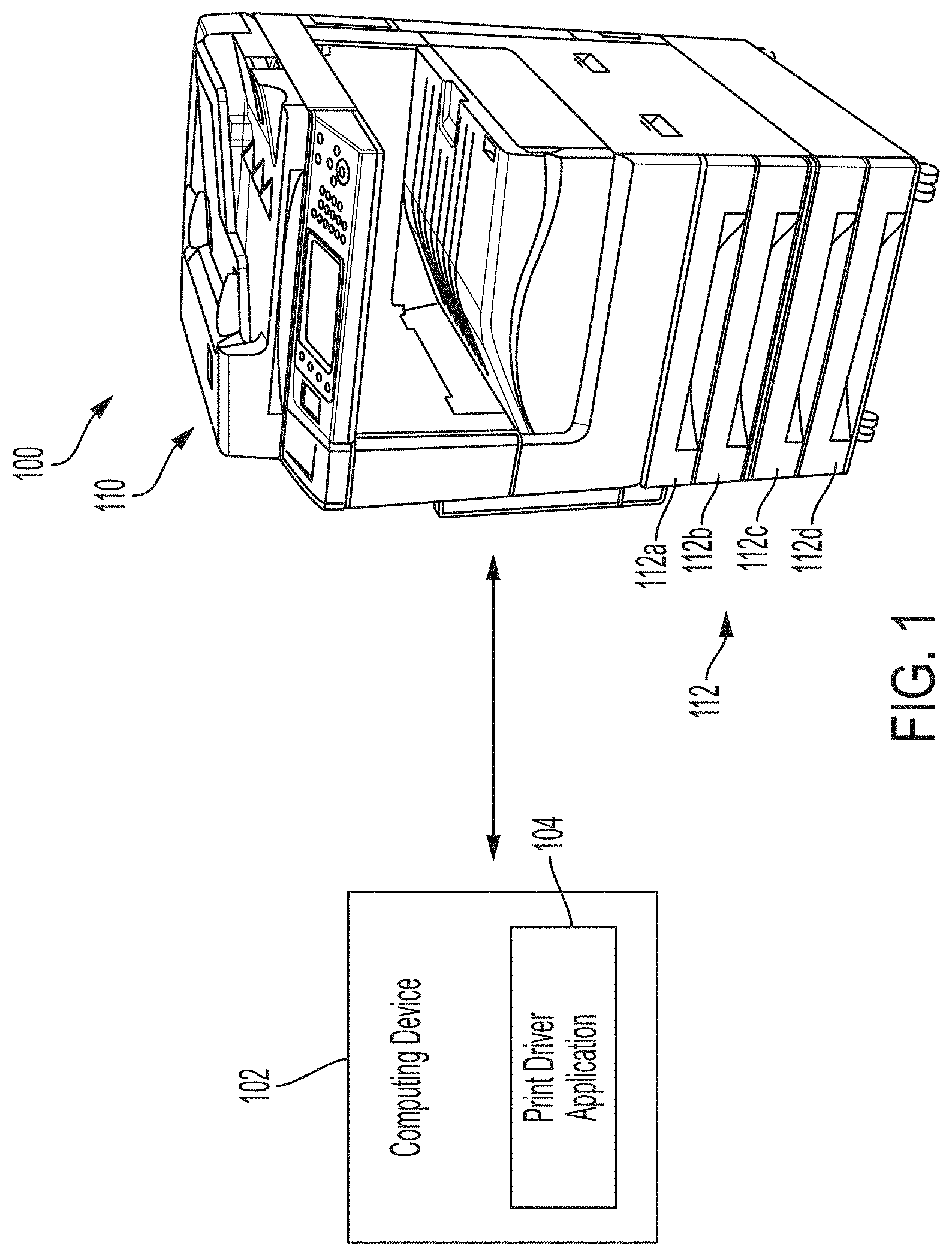 Patent US11778112 Figure 1 – Methods and systems for reserving a tray for special media printing while submitting a document for printing