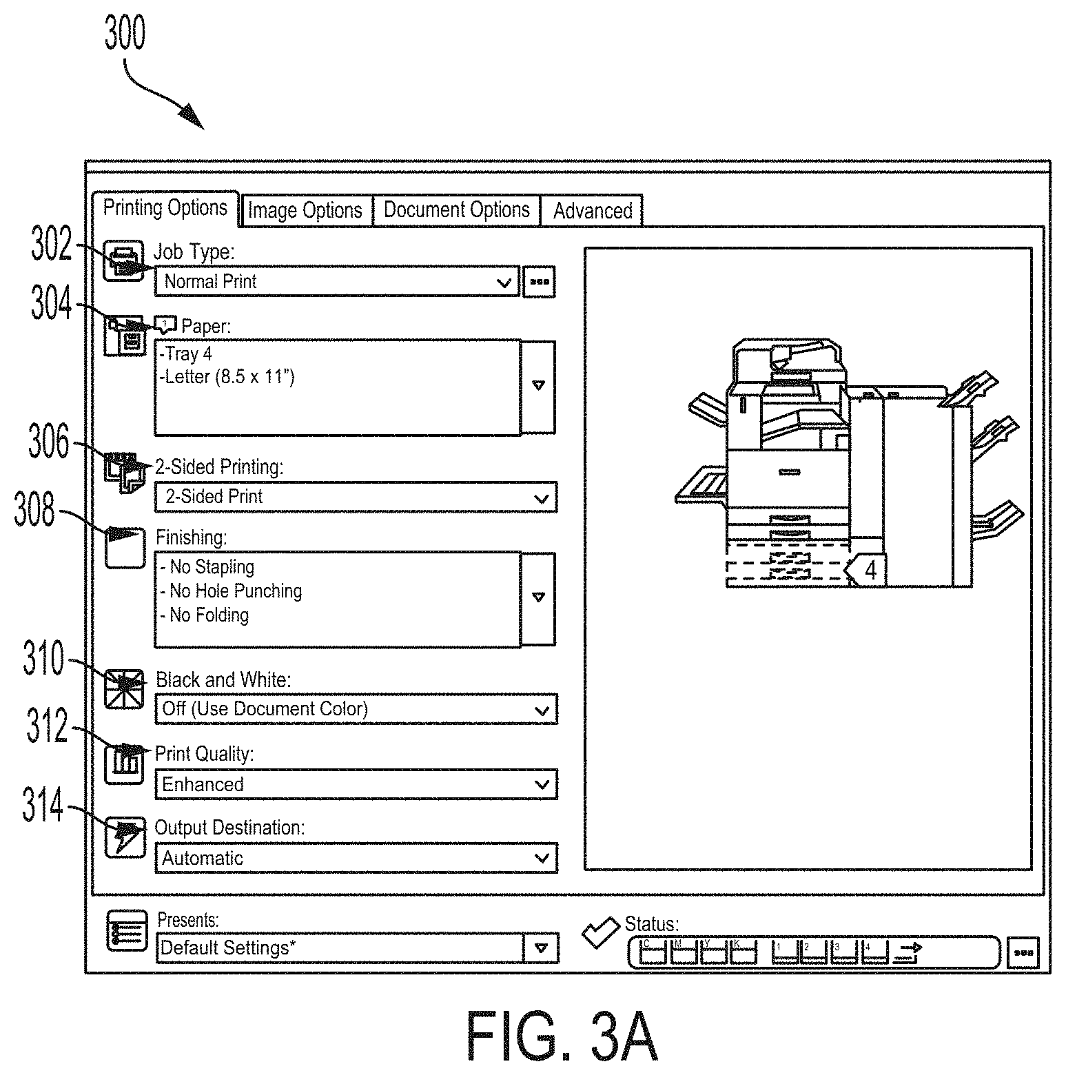 Patent US11778112 Figure 3 – Methods and systems for reserving a tray for special media printing while submitting a document for printing