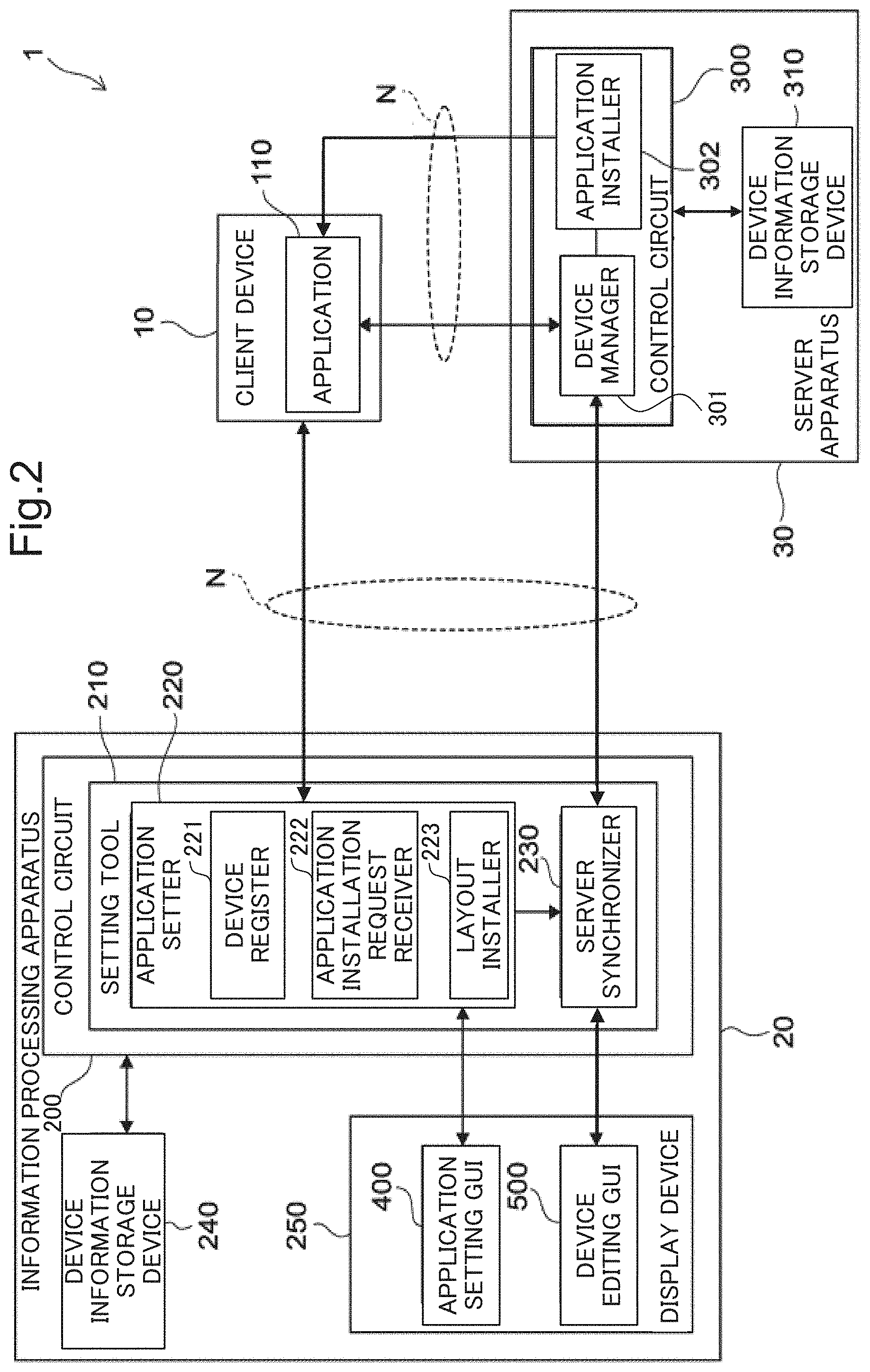 Patent US11778119 Figure 2 – Information processing apparatus performing setting of application in client device, information processing system including same, and non-transitory computer-readable recording medium storing setting tool program