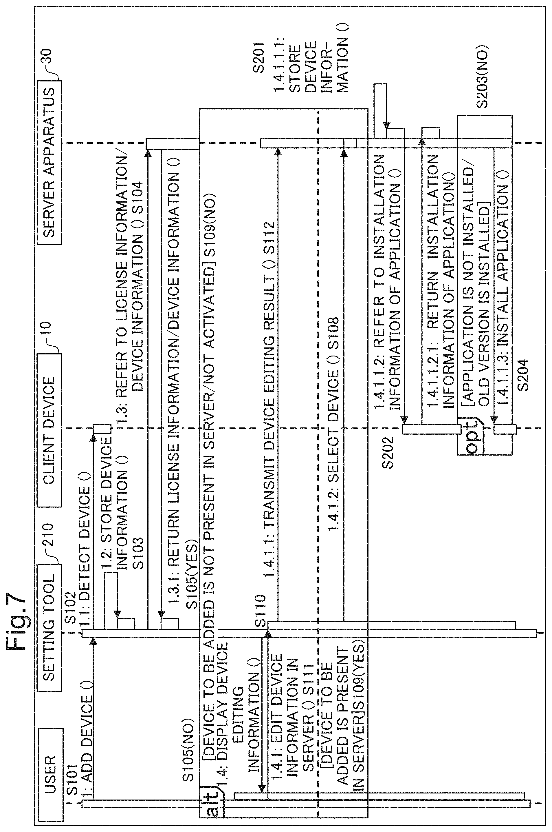 Patent US11778119 Figure 7 – Information processing apparatus performing setting of application in client device, information processing system including same, and non-transitory computer-readable recording medium storing setting tool program