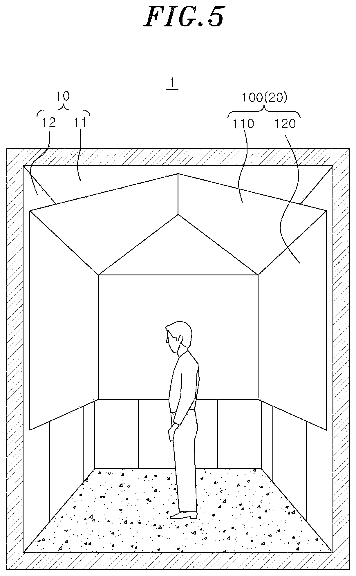 Patent US11778164 Figure 5 – Display apparatus installed in elevator, and image processing method