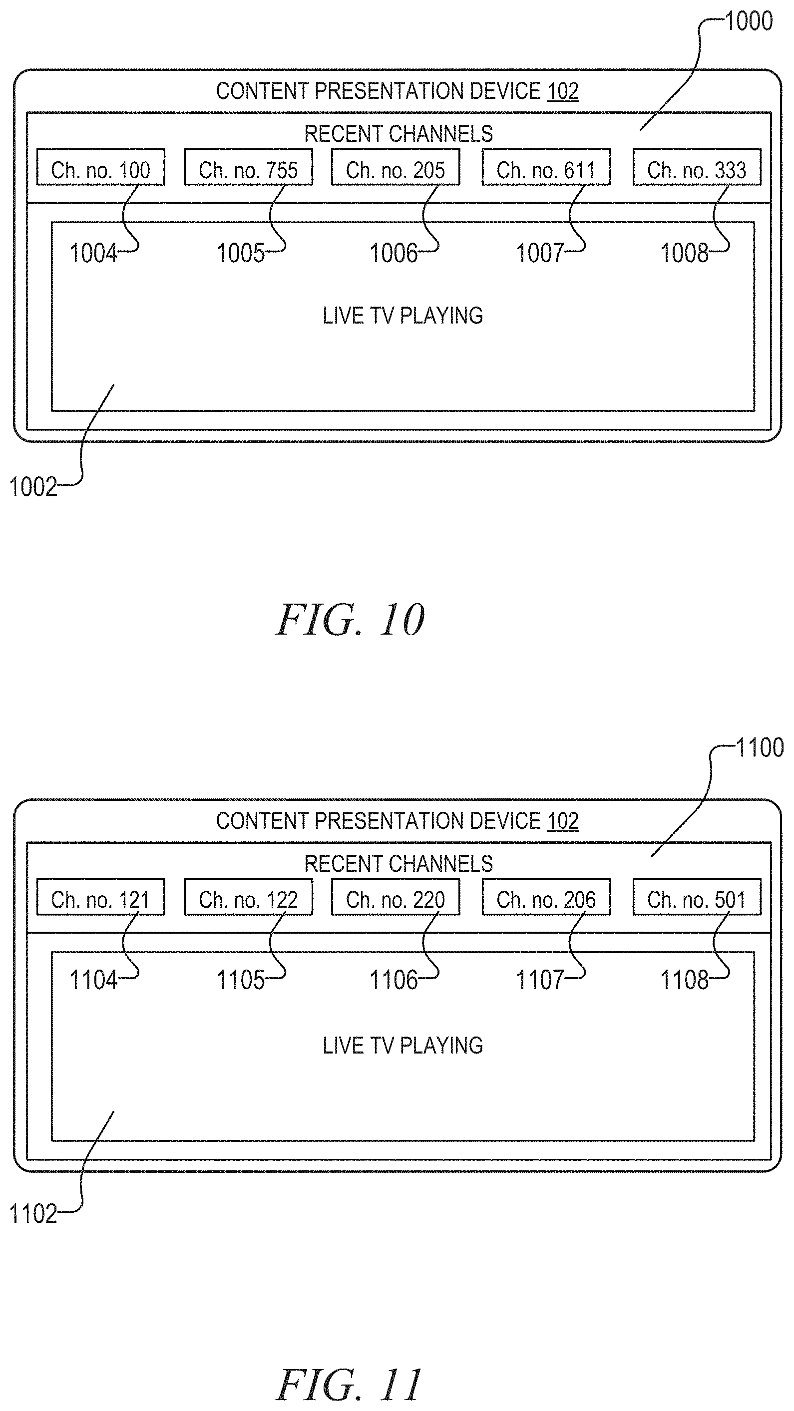 Patent US11778270 Figure 10 – Automatically loading user profile to show recently watched channels