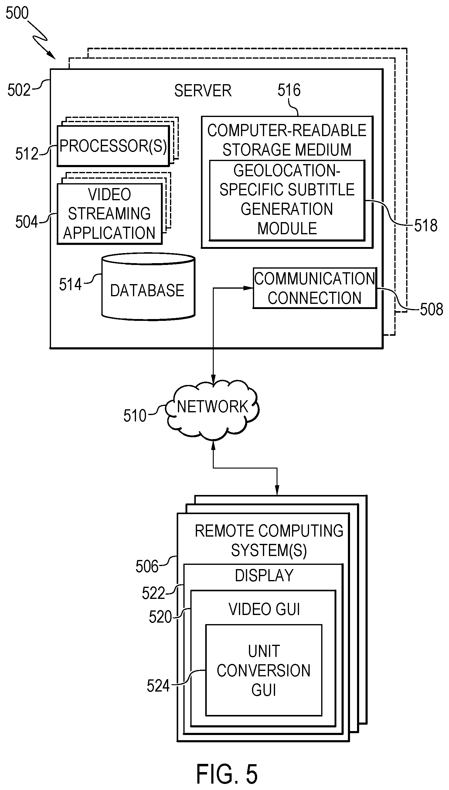 Patent US11778280 Figure 5 – Geolocation-specific subtitle generation