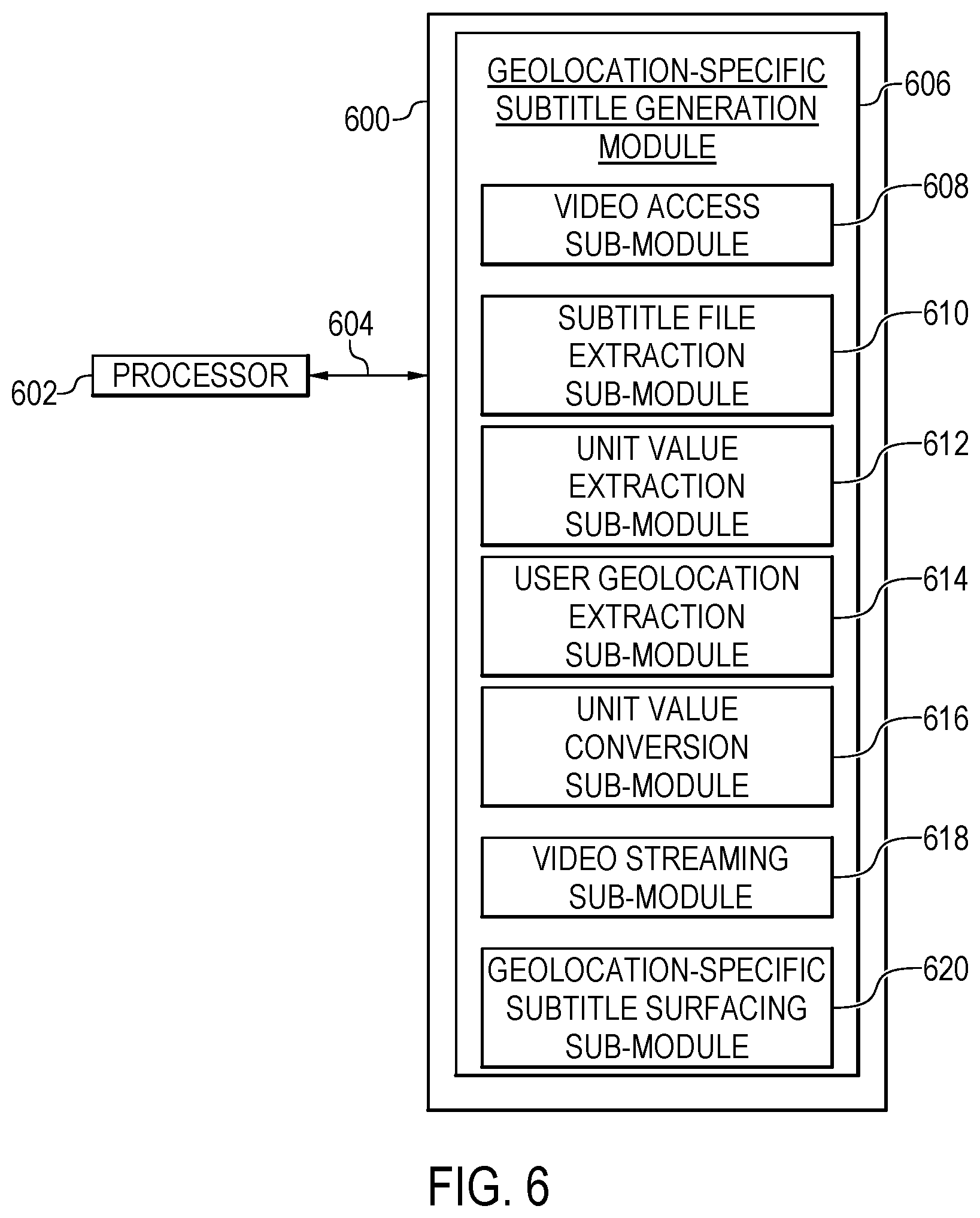Patent US11778280 Figure 6 – Geolocation-specific subtitle generation