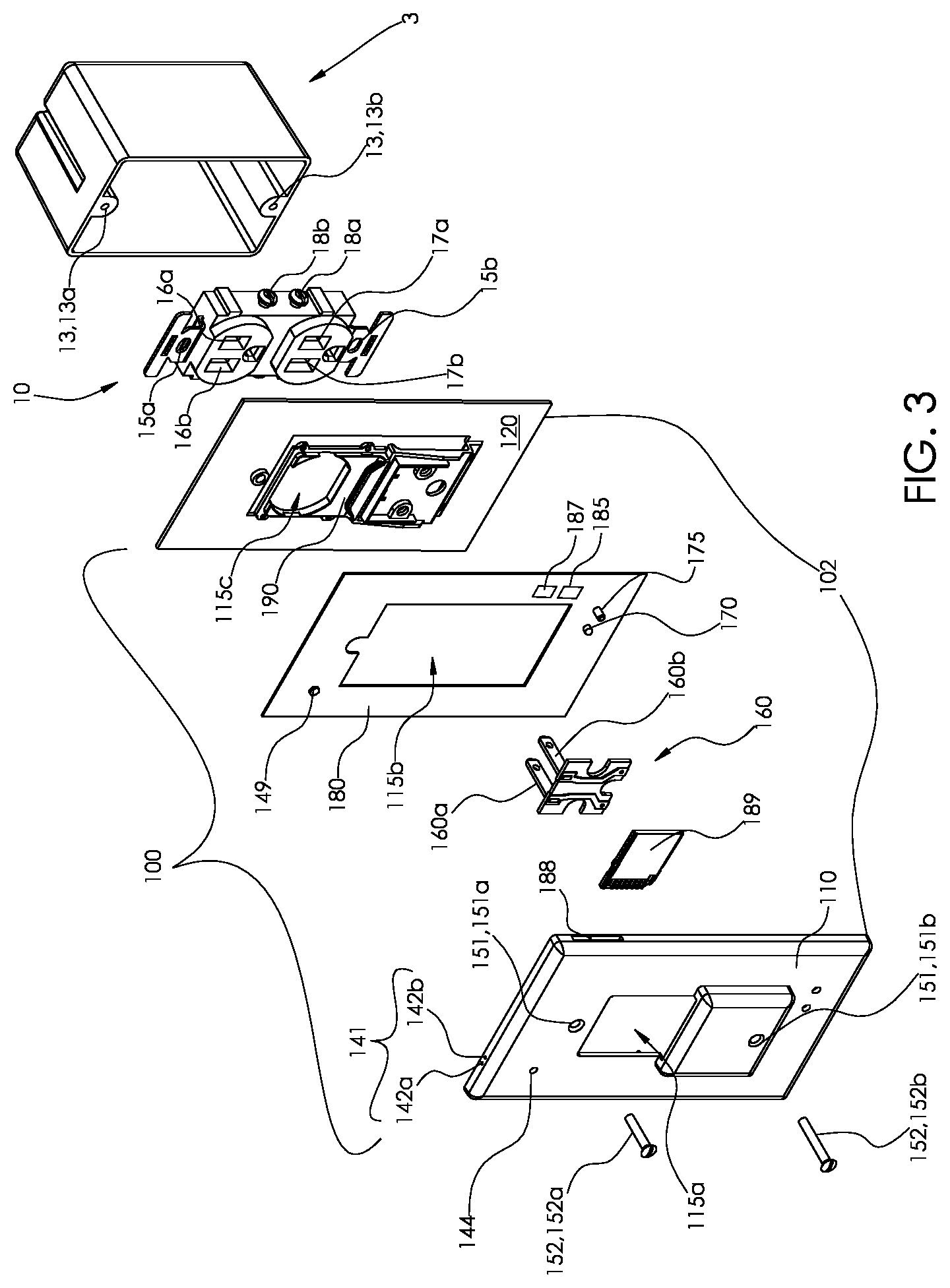 Patent US11778302 Figure 3 – Electrical wall plate with movably positionable camera
